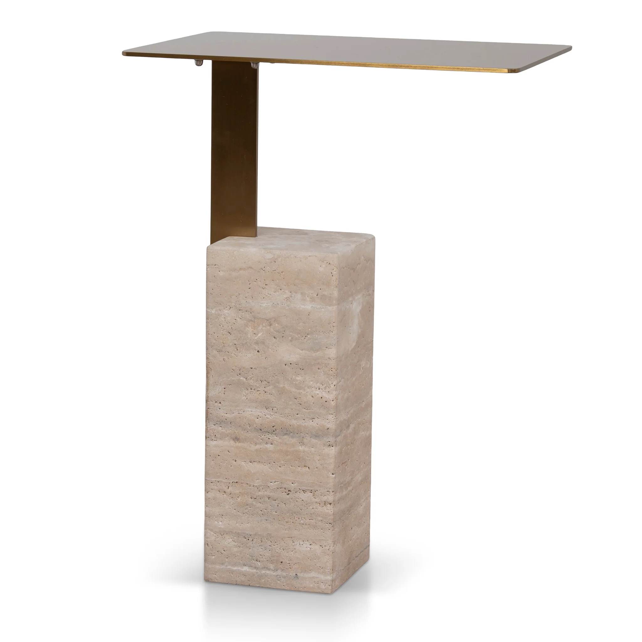 CST8802-NY 40 cm Brushed Gold Side Table - Natural - Image 4