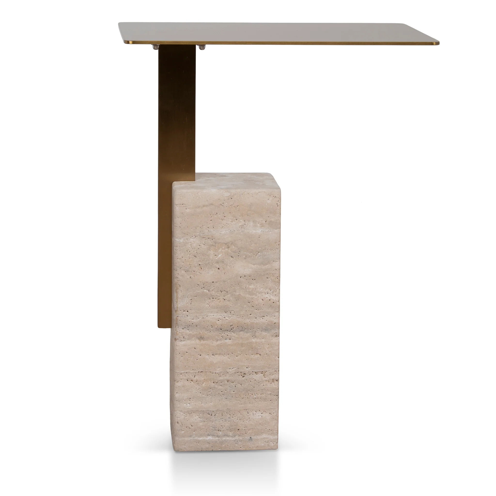 CST8802-NY 40 cm Brushed Gold Side Table - Natural - Image 5