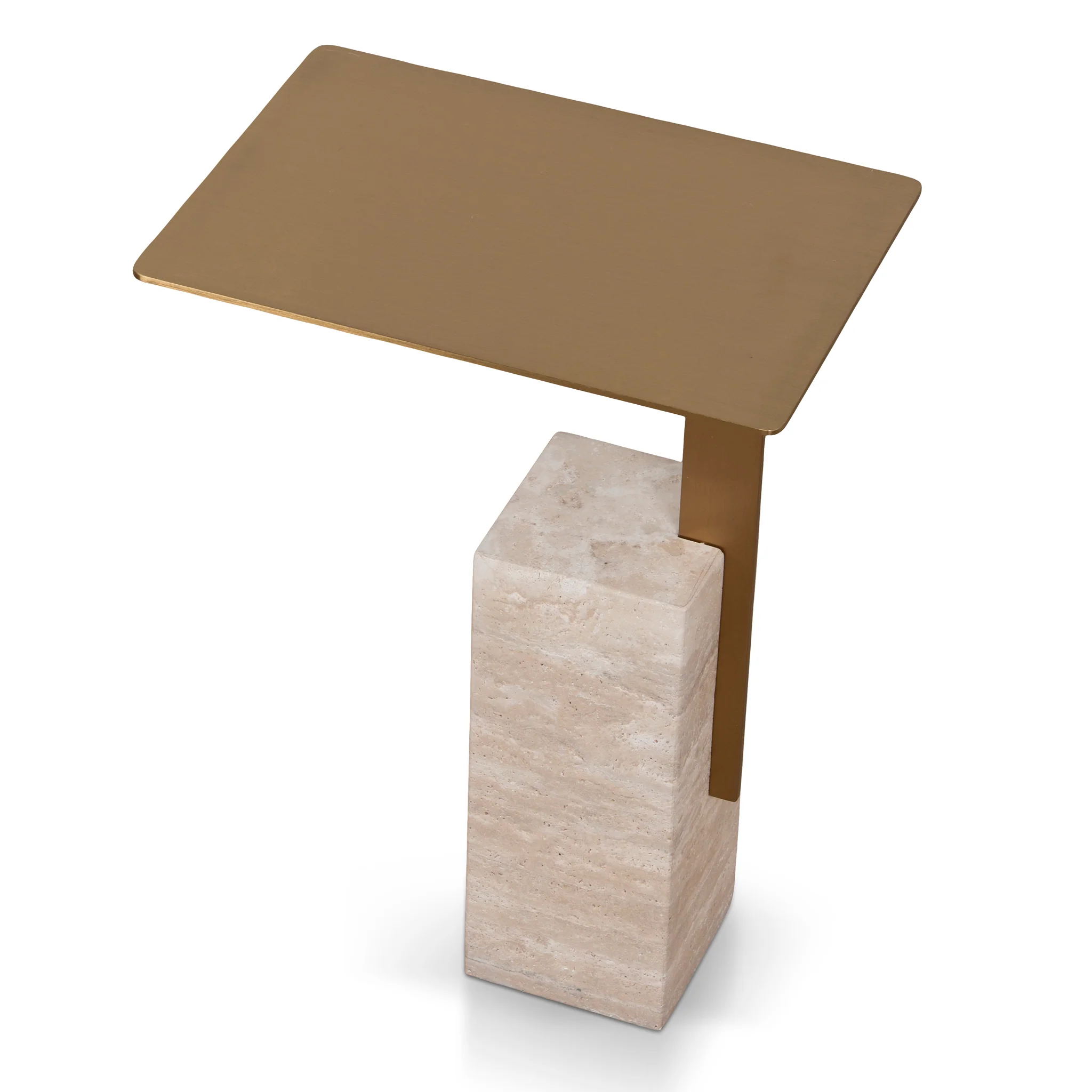 CST8802-NY 40 cm Brushed Gold Side Table - Natural - Image 7