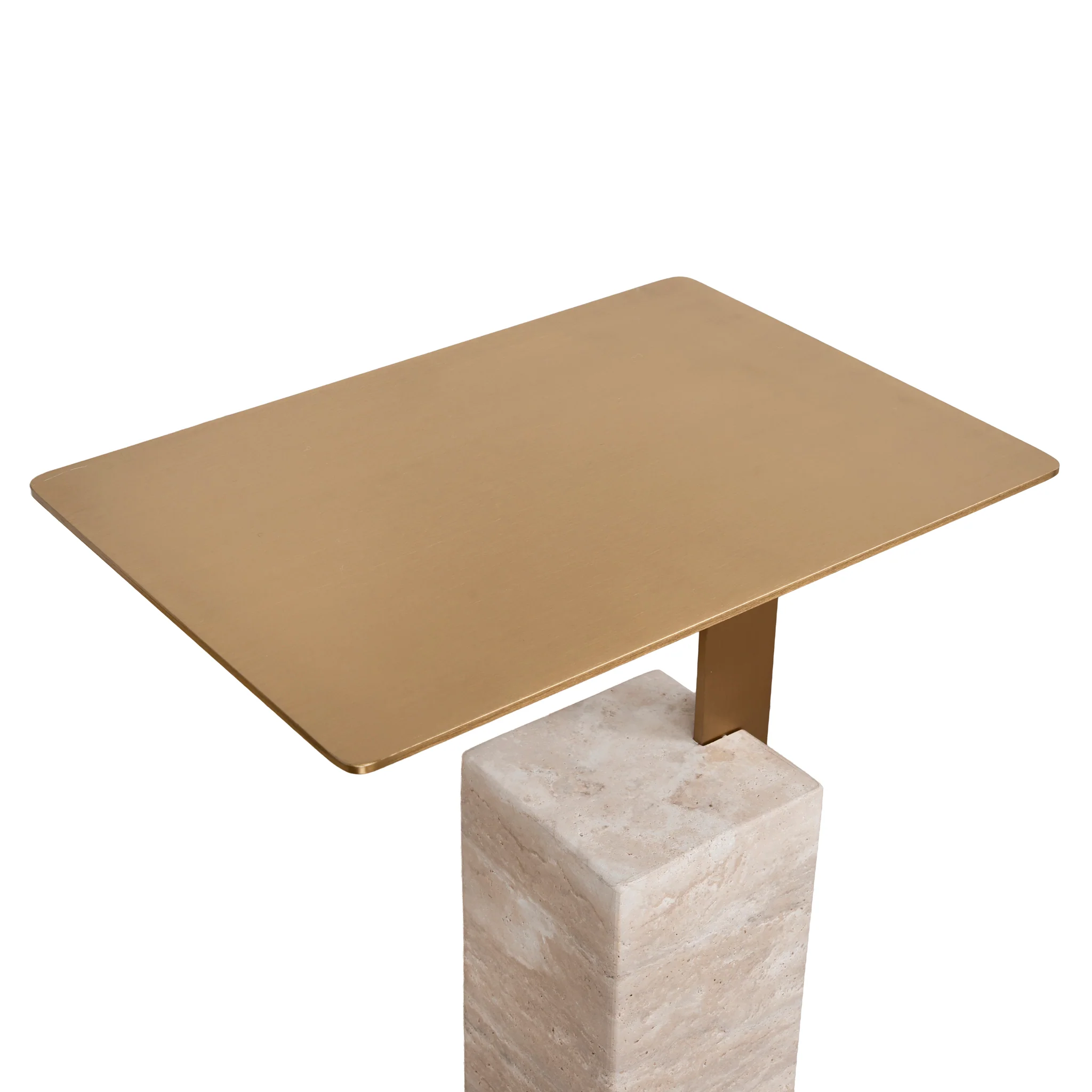 CST8802-NY 40 cm Brushed Gold Side Table - Natural - Image 8