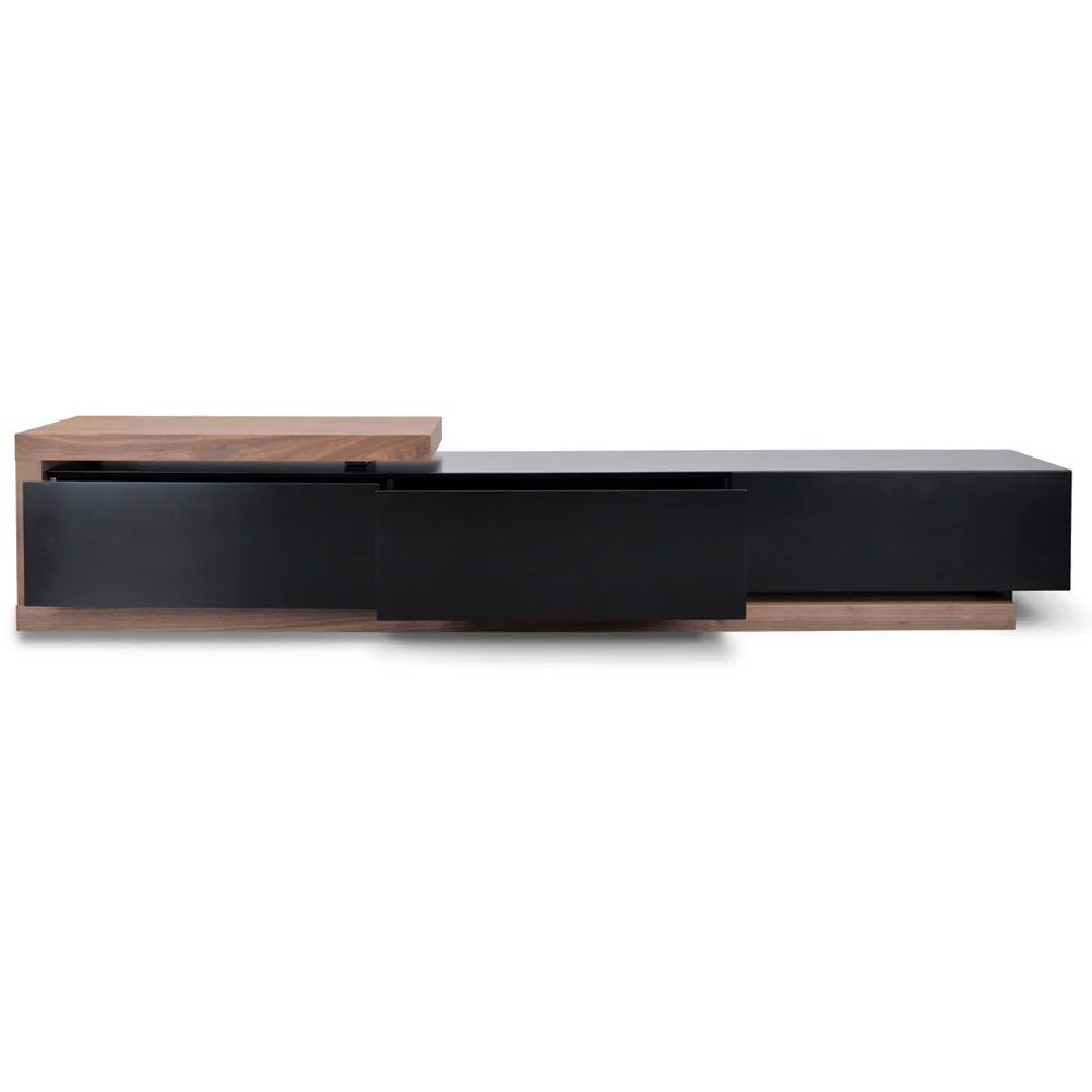 CTV1138-BB Extendable TV Entertainment Unit - Walnut - Black matt - Image 7