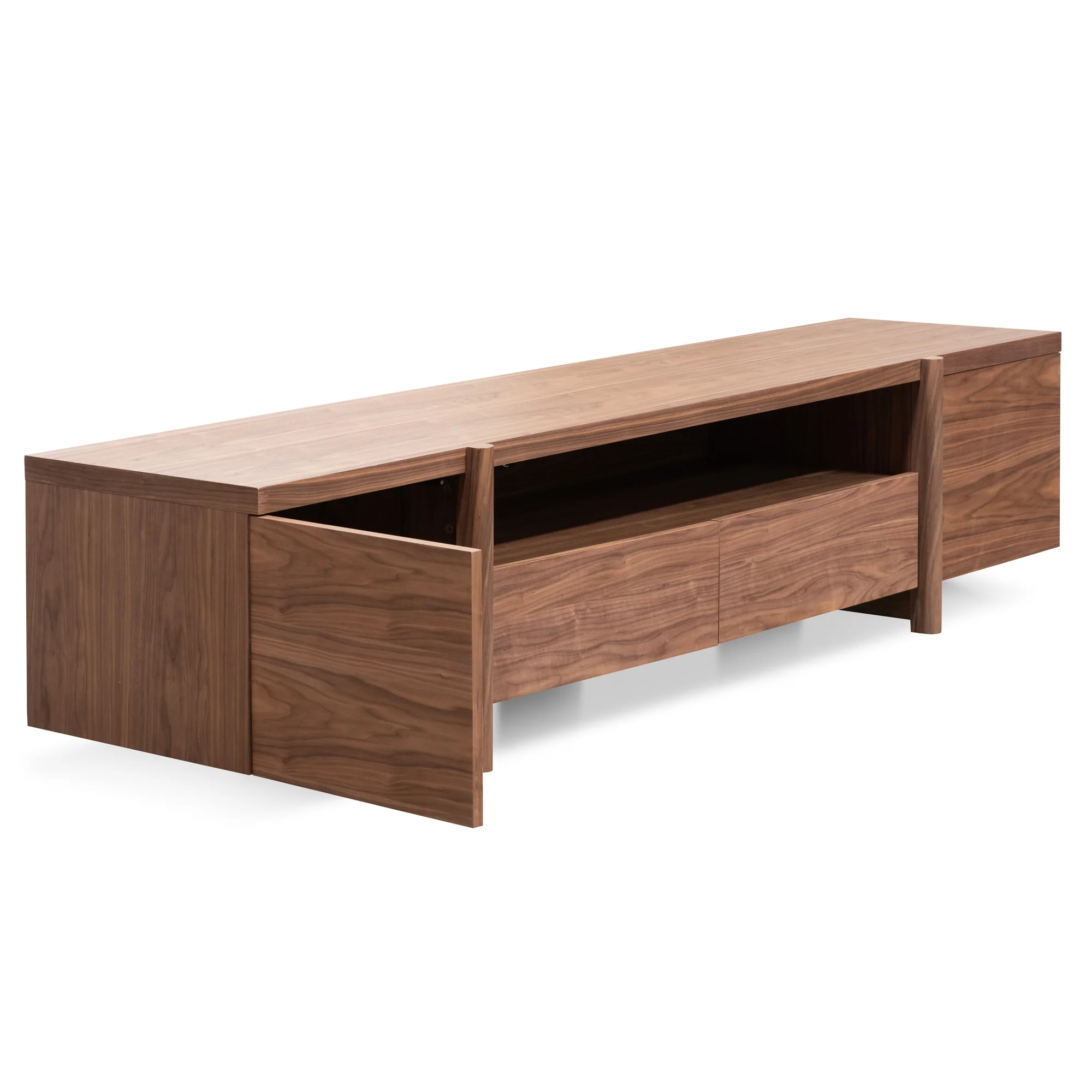 CTV2610-BB Lowline 2.1m Entertainment TV Unit In Walnut - Timber Legs - Image 3