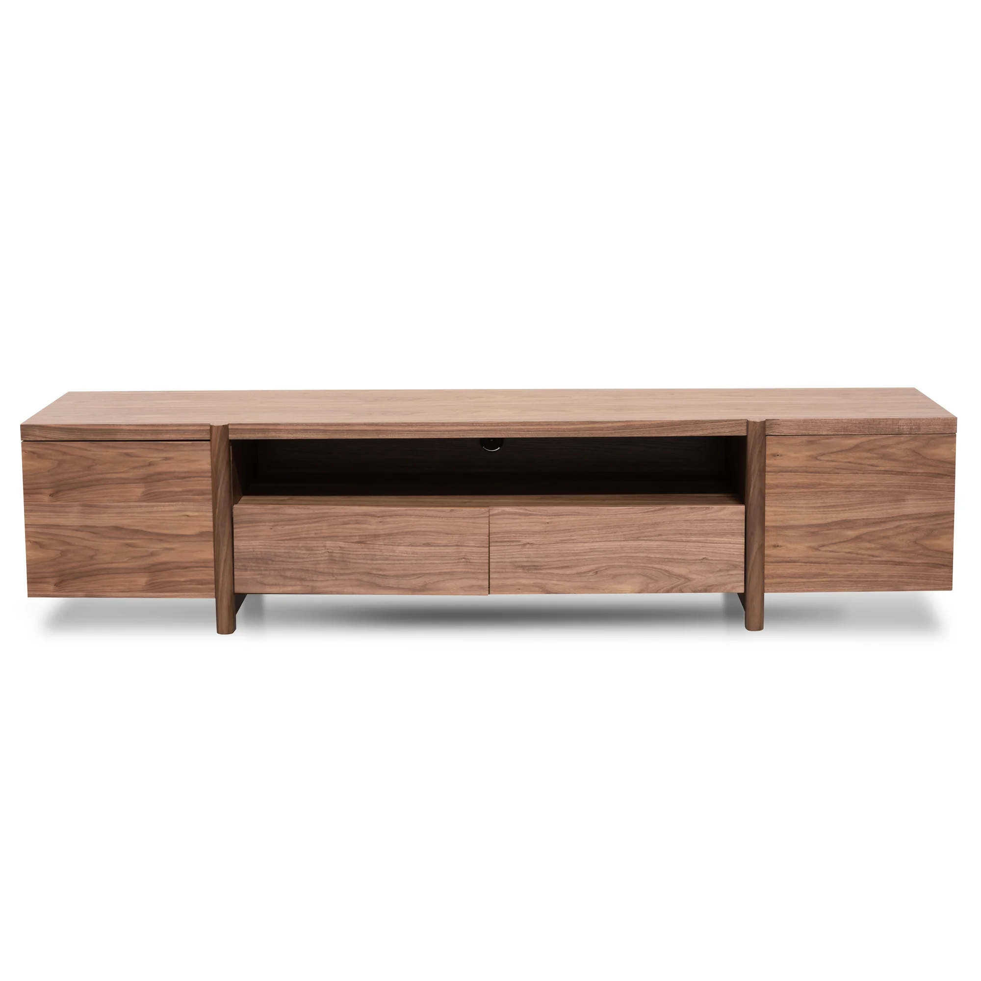 CTV2610-BB Lowline 2.1m Entertainment TV Unit In Walnut - Timber Legs - Image 4