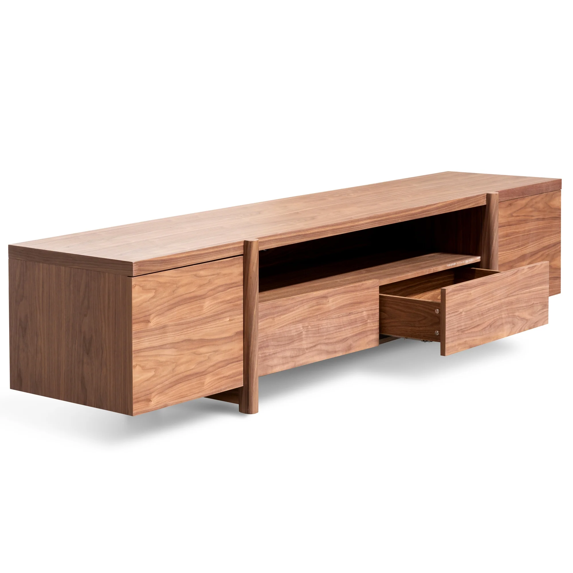 CTV2610-BB Lowline 2.1m Entertainment TV Unit In Walnut - Timber Legs - Image 5
