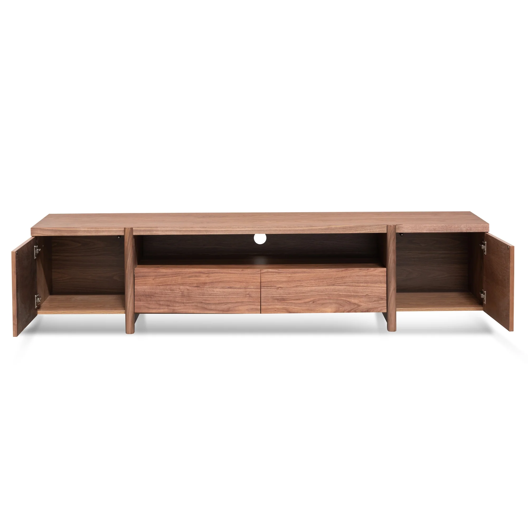 CTV2610-BB Lowline 2.1m Entertainment TV Unit In Walnut - Timber Legs - Image 7
