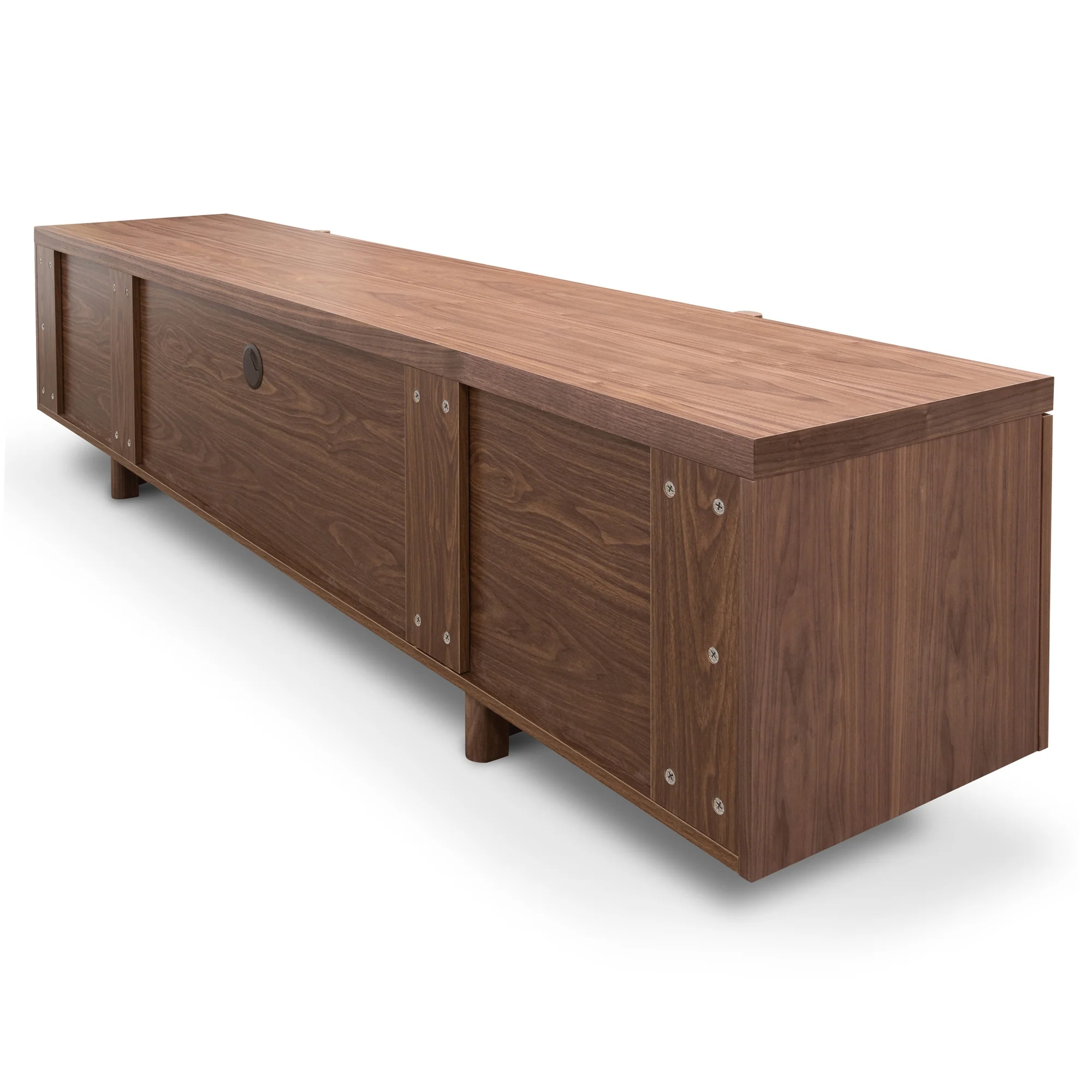 CTV2610-BB Lowline 2.1m Entertainment TV Unit In Walnut - Timber Legs - Image 8