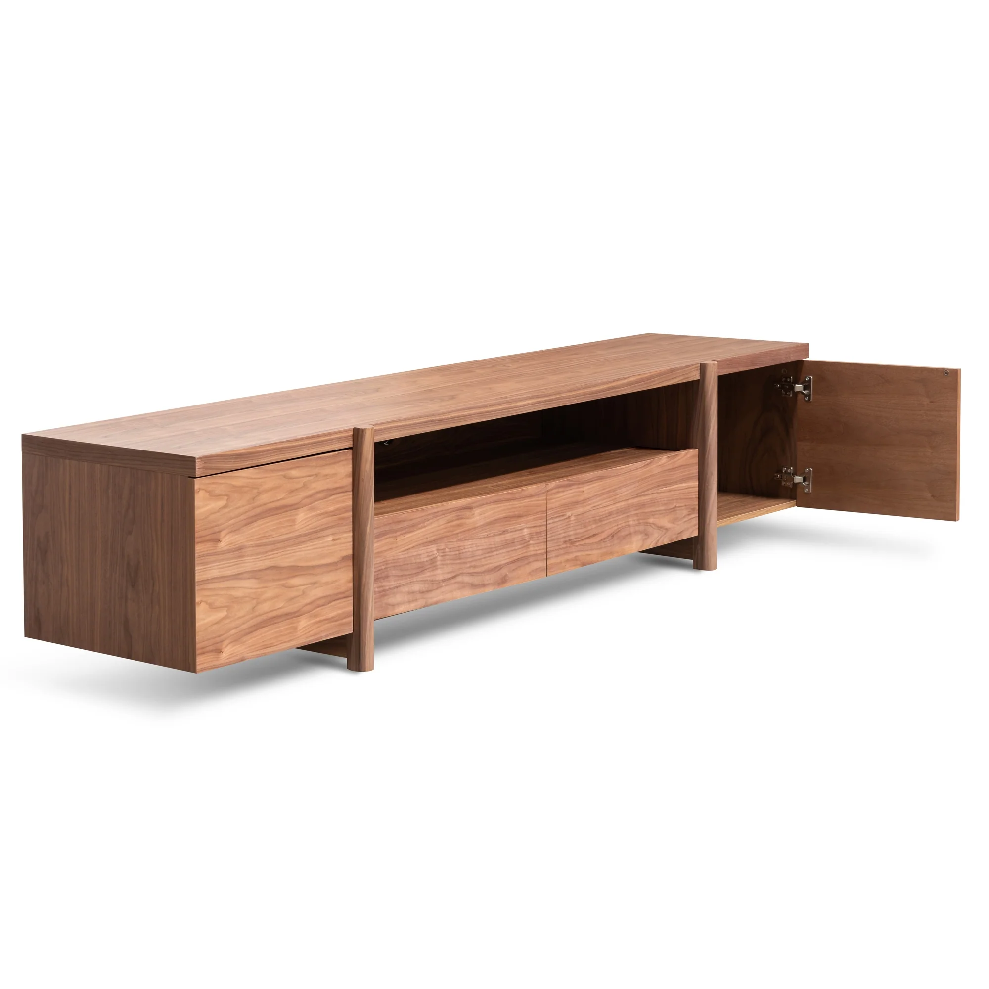 CTV2610-BB Lowline 2.1m Entertainment TV Unit In Walnut - Timber Legs - Image 9