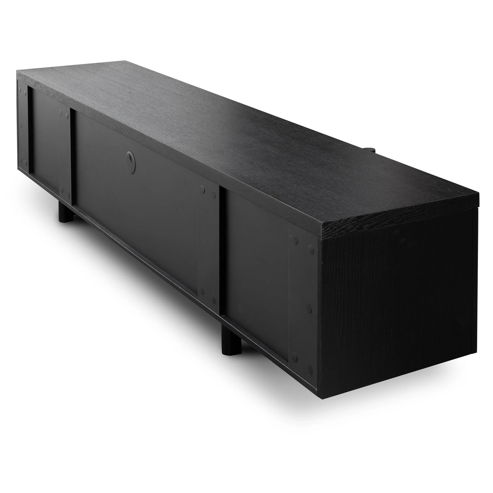 CTV2611-BB Lowline 2.1m Entertainment TV Unit - Black Oak - Timber Legs - Image 10