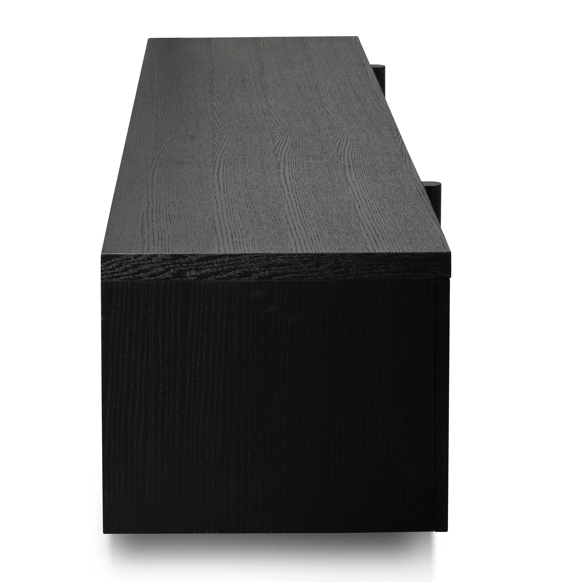 CTV2611-BB Lowline 2.1m Entertainment TV Unit - Black Oak - Timber Legs - Image 11