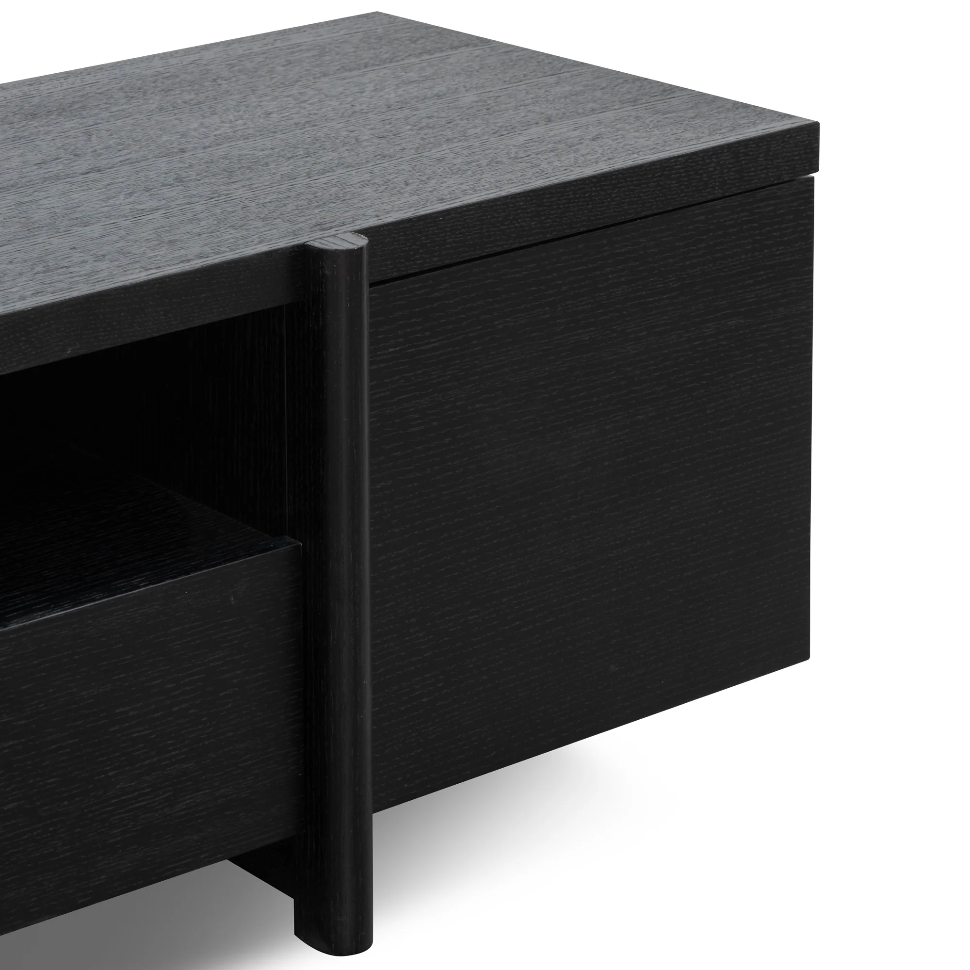 CTV2611-BB Lowline 2.1m Entertainment TV Unit - Black Oak - Timber Legs - Image 12