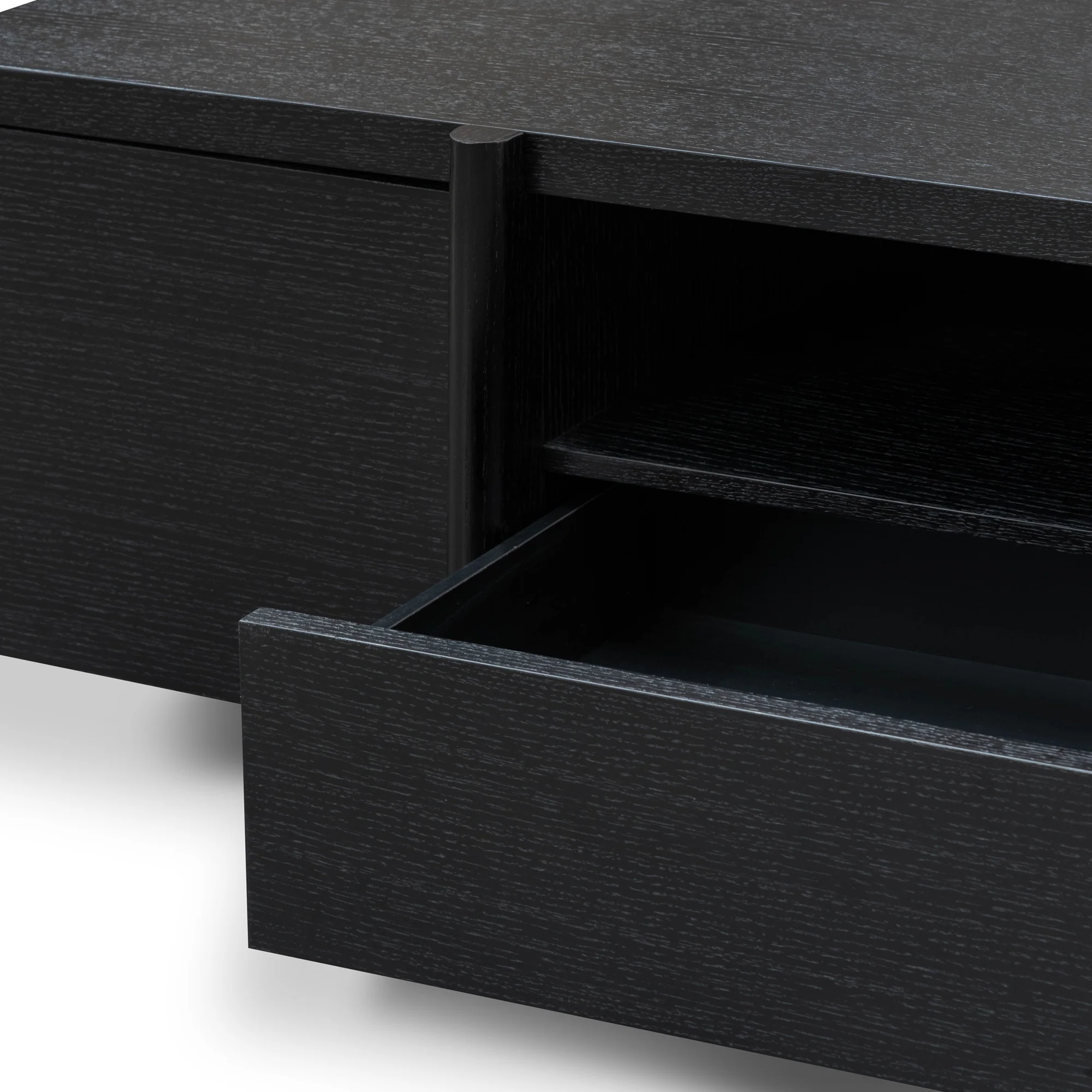 CTV2611-BB Lowline 2.1m Entertainment TV Unit - Black Oak - Timber Legs - Image 14