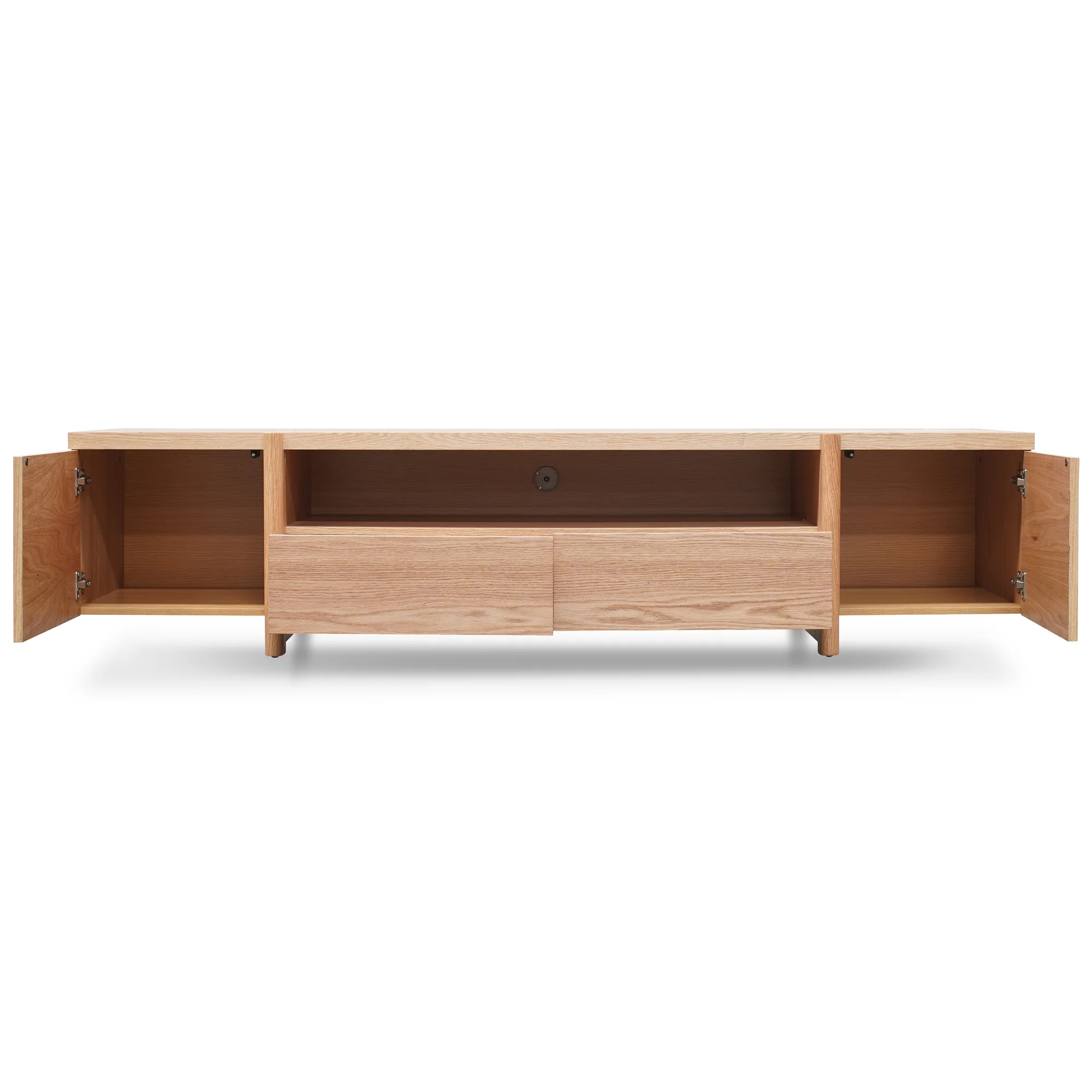 CTV2631-BB 2.1m Entertainment TV Unit - Lowline - Full Natural - Timber Legs - Image 10