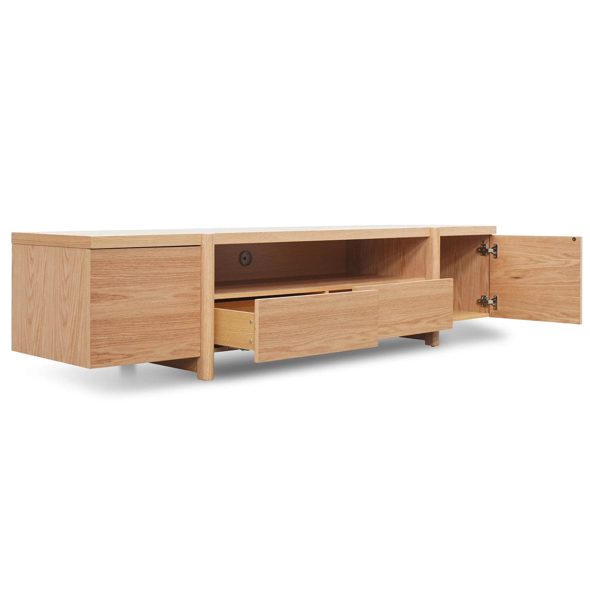 CTV2631-BB 2.1m Entertainment TV Unit - Lowline - Full Natural - Timber Legs - Image 11