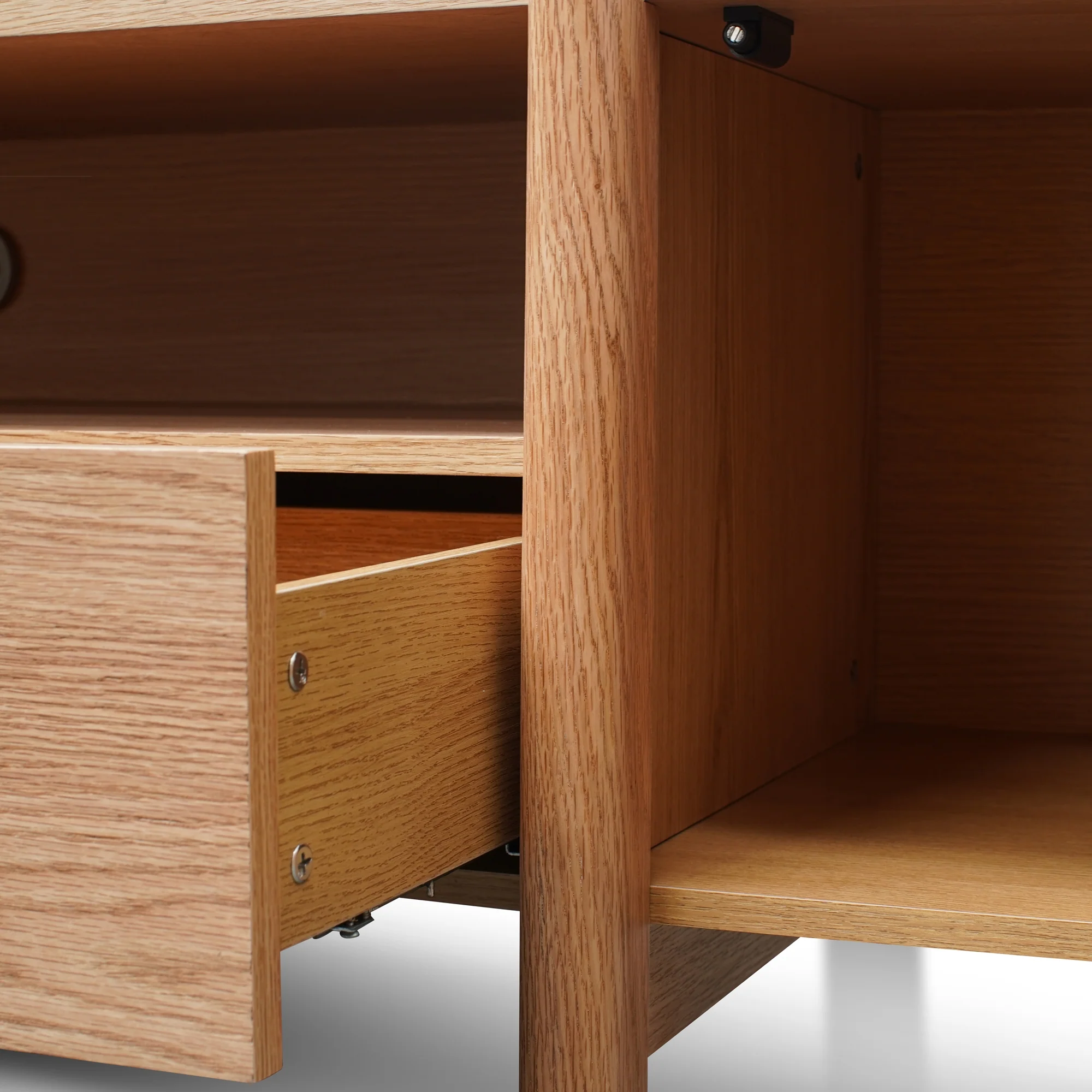 CTV2631-BB 2.1m Entertainment TV Unit - Lowline - Full Natural - Timber Legs - Image 3