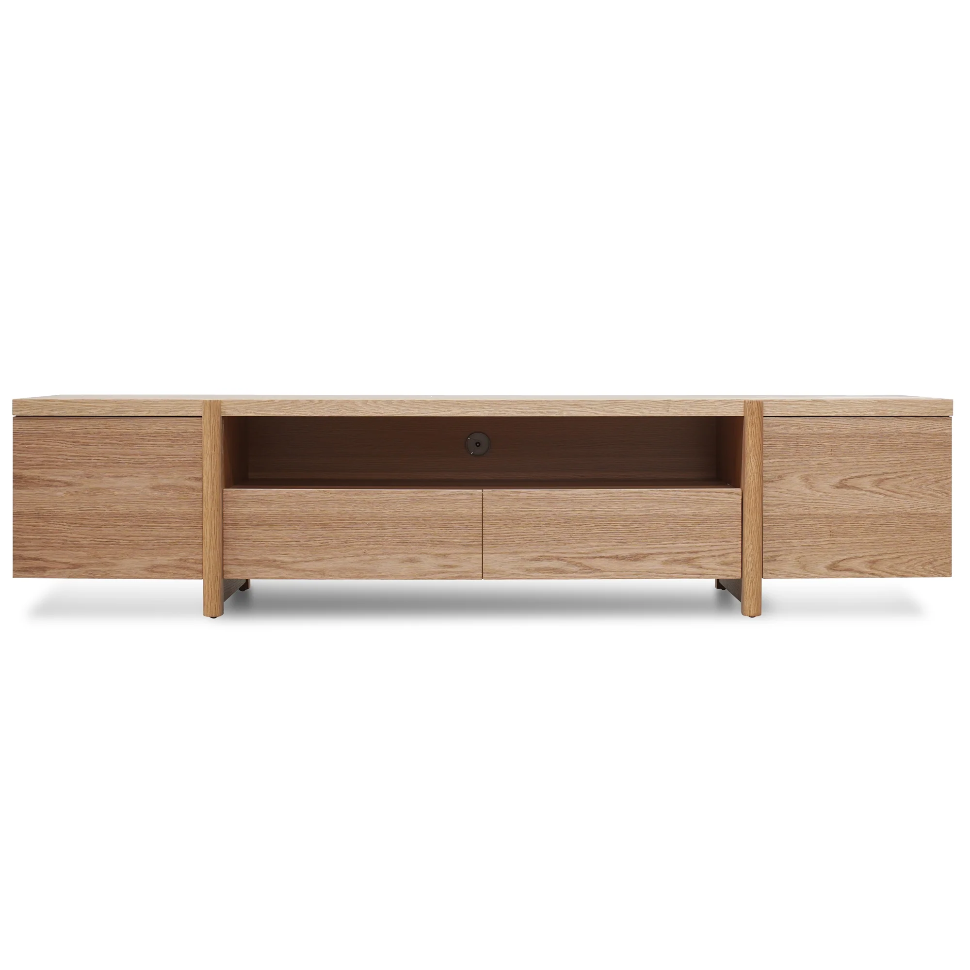 CTV2631-BB 2.1m Entertainment TV Unit - Lowline - Full Natural - Timber Legs - Image 4