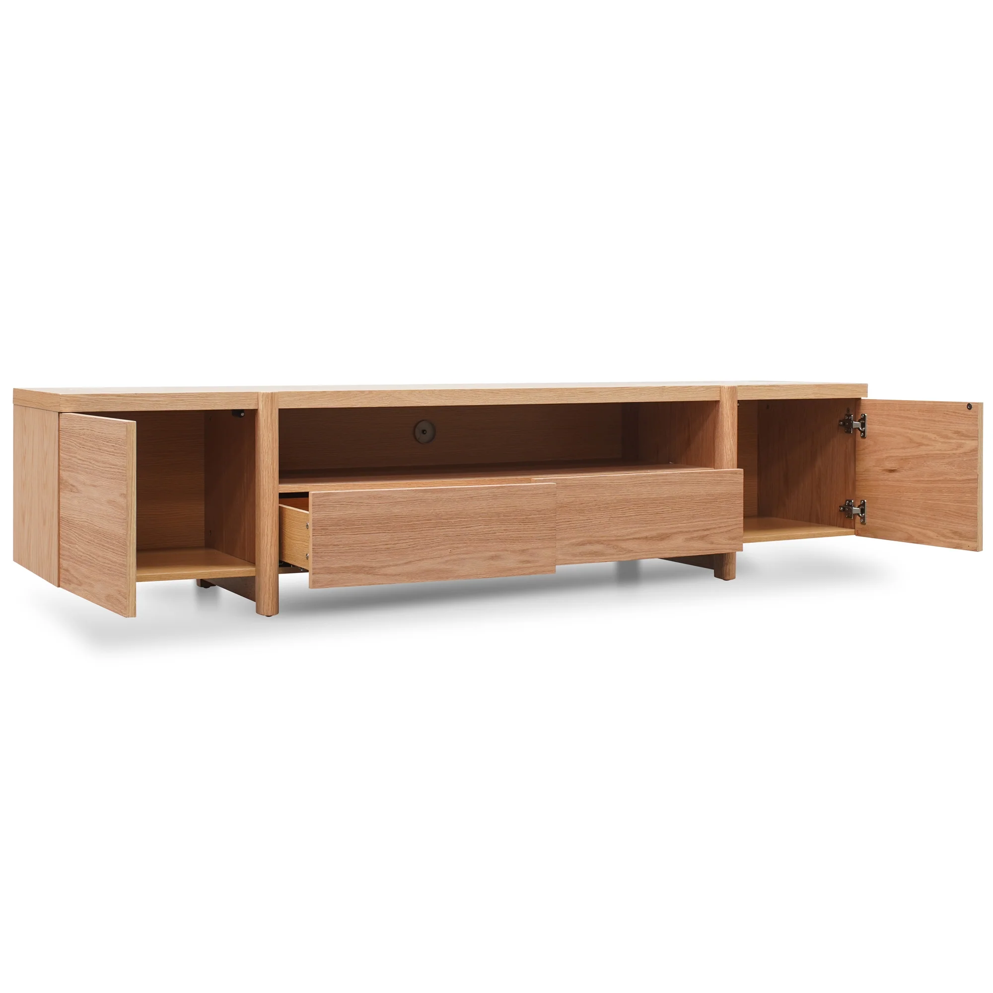 CTV2631-BB 2.1m Entertainment TV Unit - Lowline - Full Natural - Timber Legs - Image 6