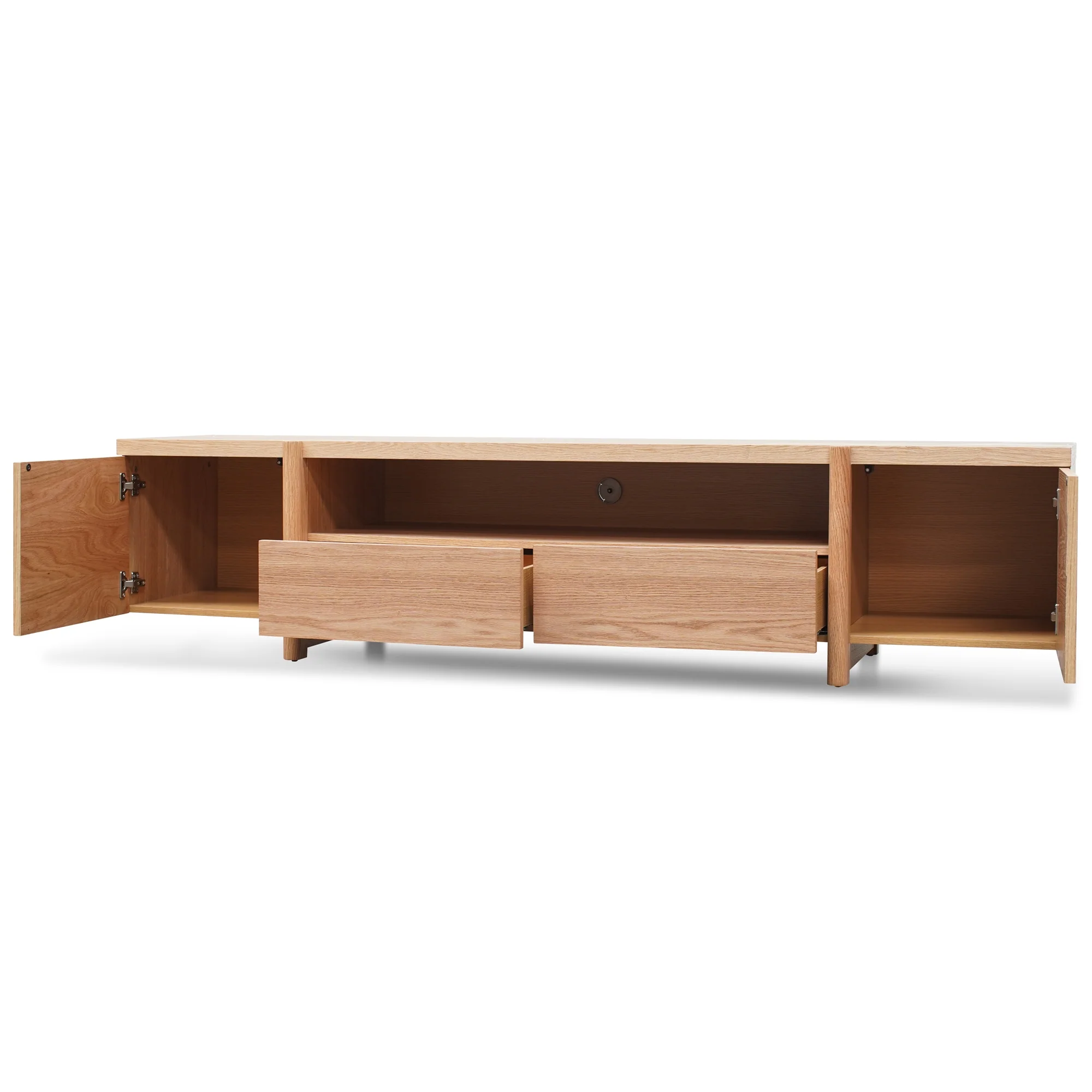CTV2631-BB 2.1m Entertainment TV Unit - Lowline - Full Natural - Timber Legs - Image 7