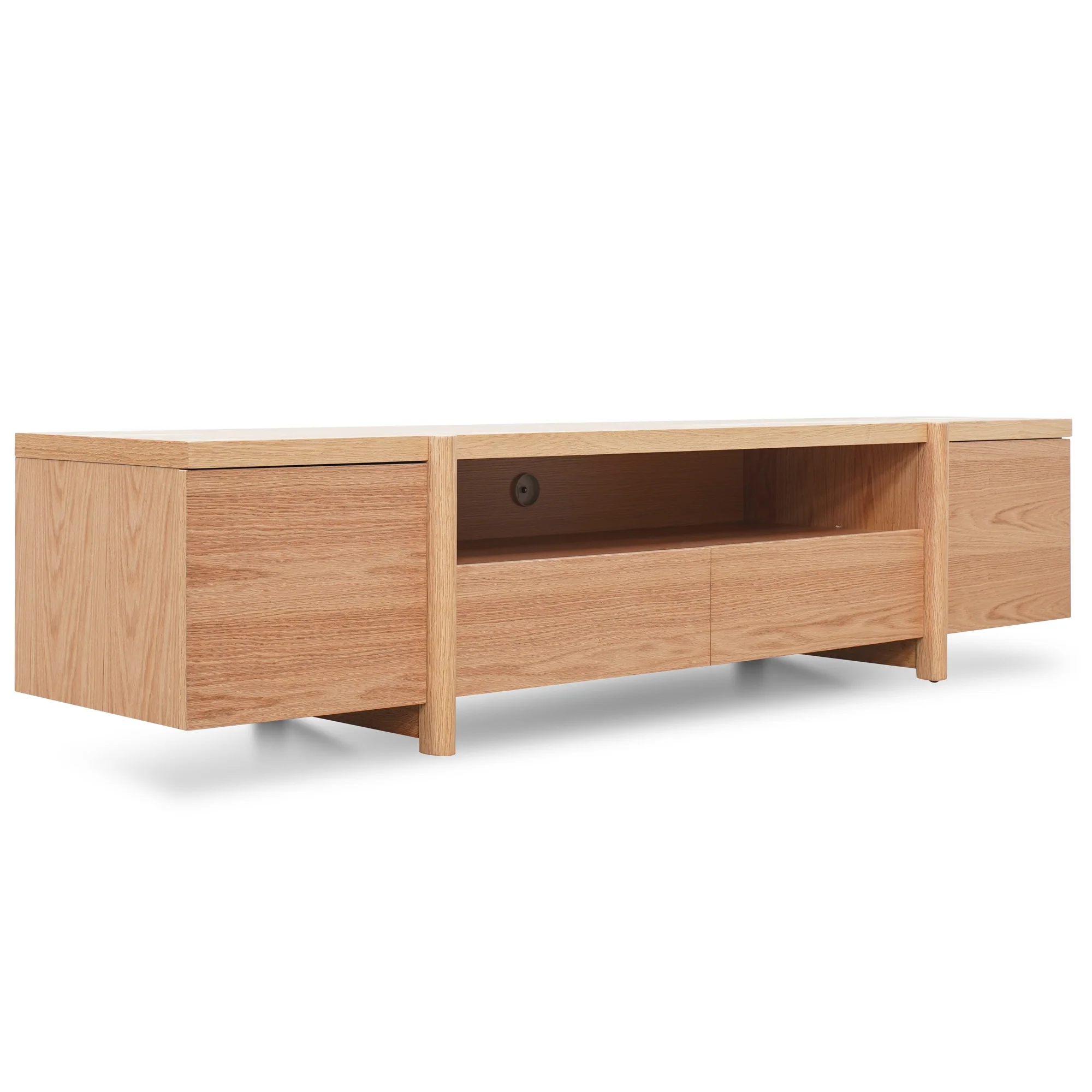 CTV2631-BB 2.1m Entertainment TV Unit - Lowline - Full Natural - Timber Legs - Image 8