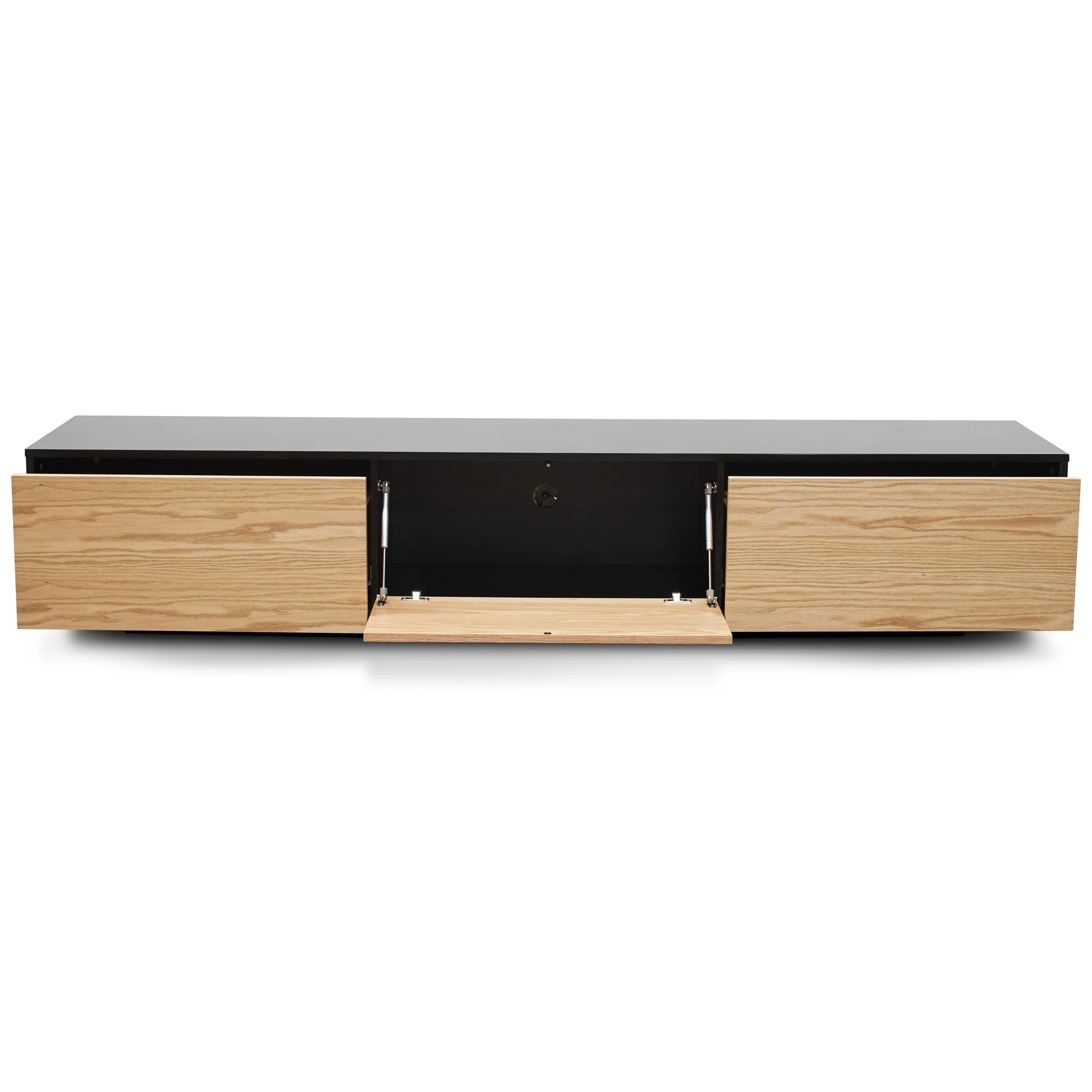 CTV2632-BB 2.3m TV Unit - Black with Natural Drawers - Image 2