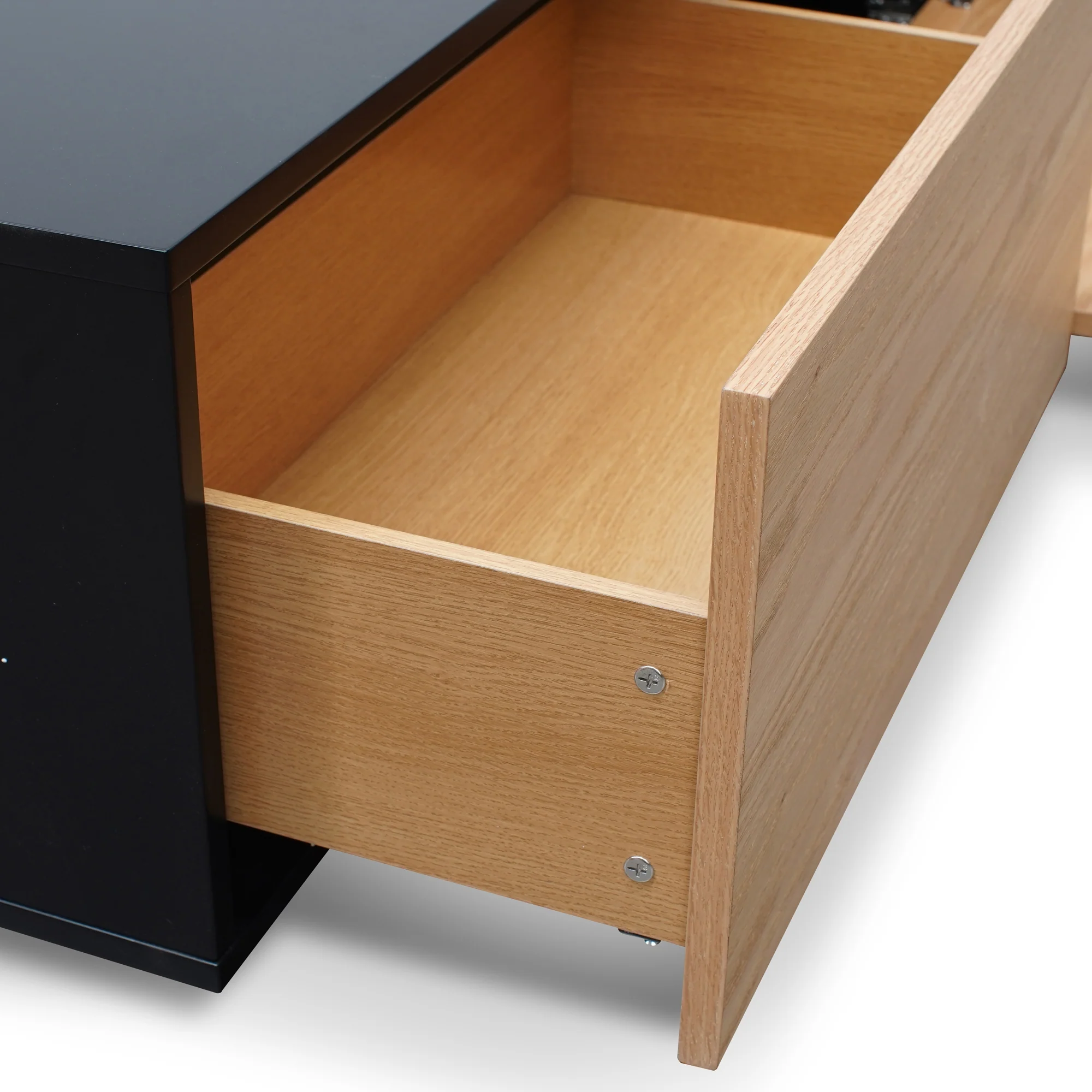 CTV2632-BB 2.3m TV Unit - Black with Natural Drawers - Image 5