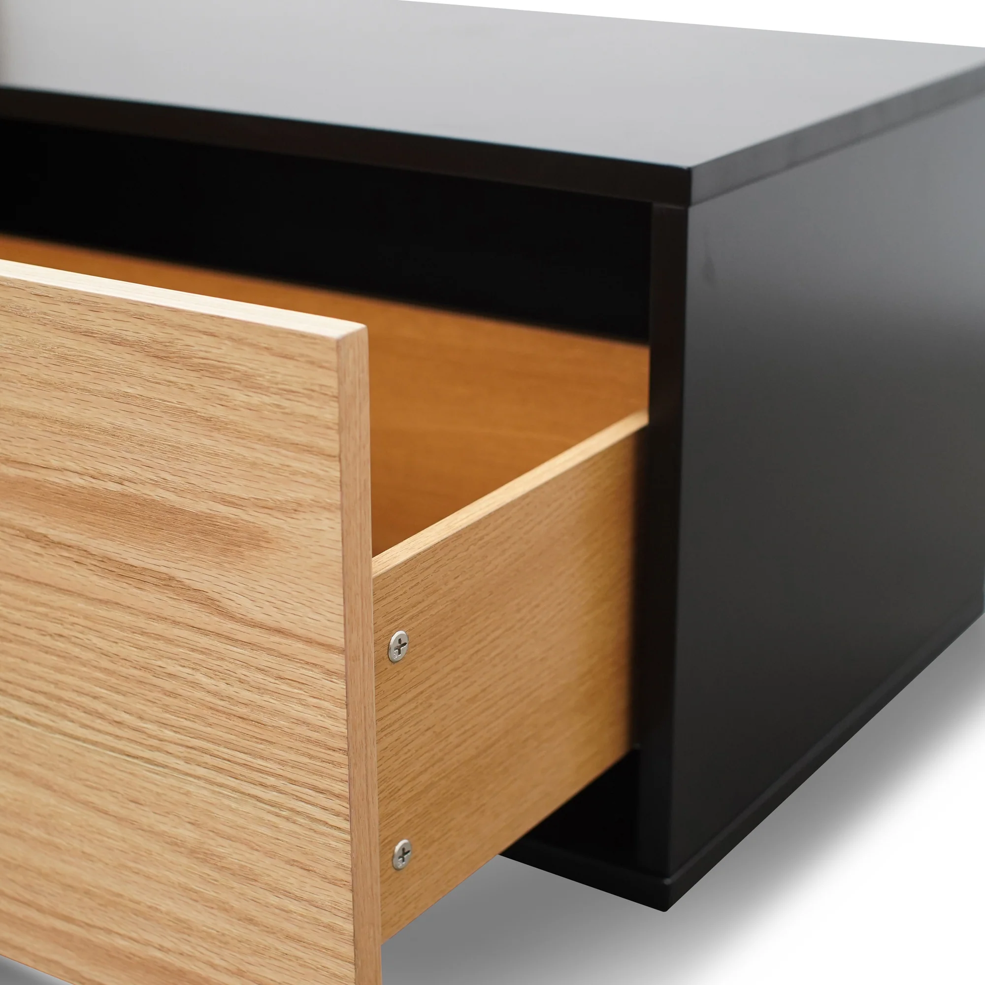 CTV2632-BB 2.3m TV Unit - Black with Natural Drawers - Image 6
