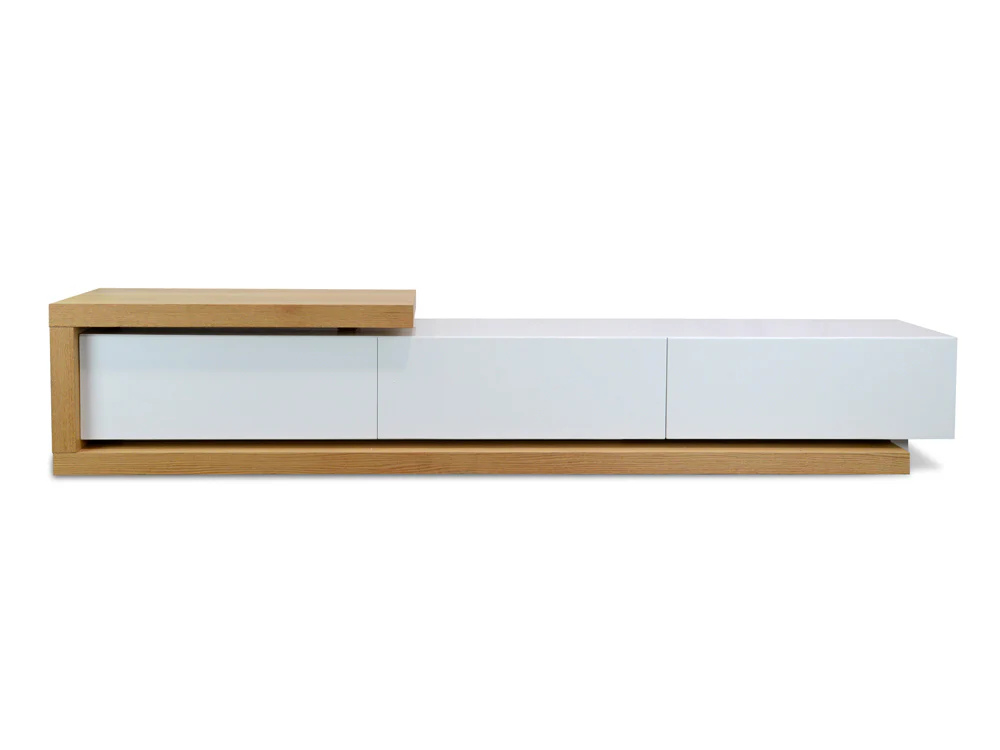 CTV385N-BB 2.4m-3.07m TV Entertainment Unit - Natural - White - Image 3