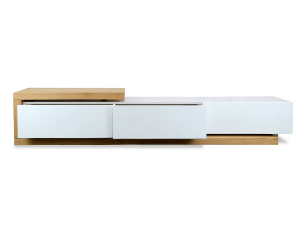 CTV385N-BB 2.4m-3.07m TV Entertainment Unit - Natural - White - Image 4
