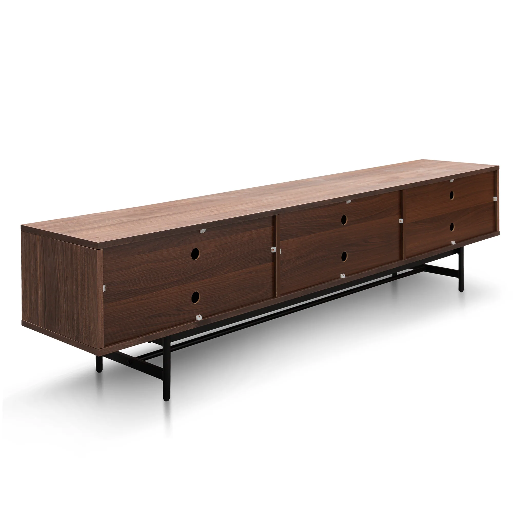 CTV6051-KD 2.1m Walnut Wooden TV Entertainment Unit - Black legs - Image 10