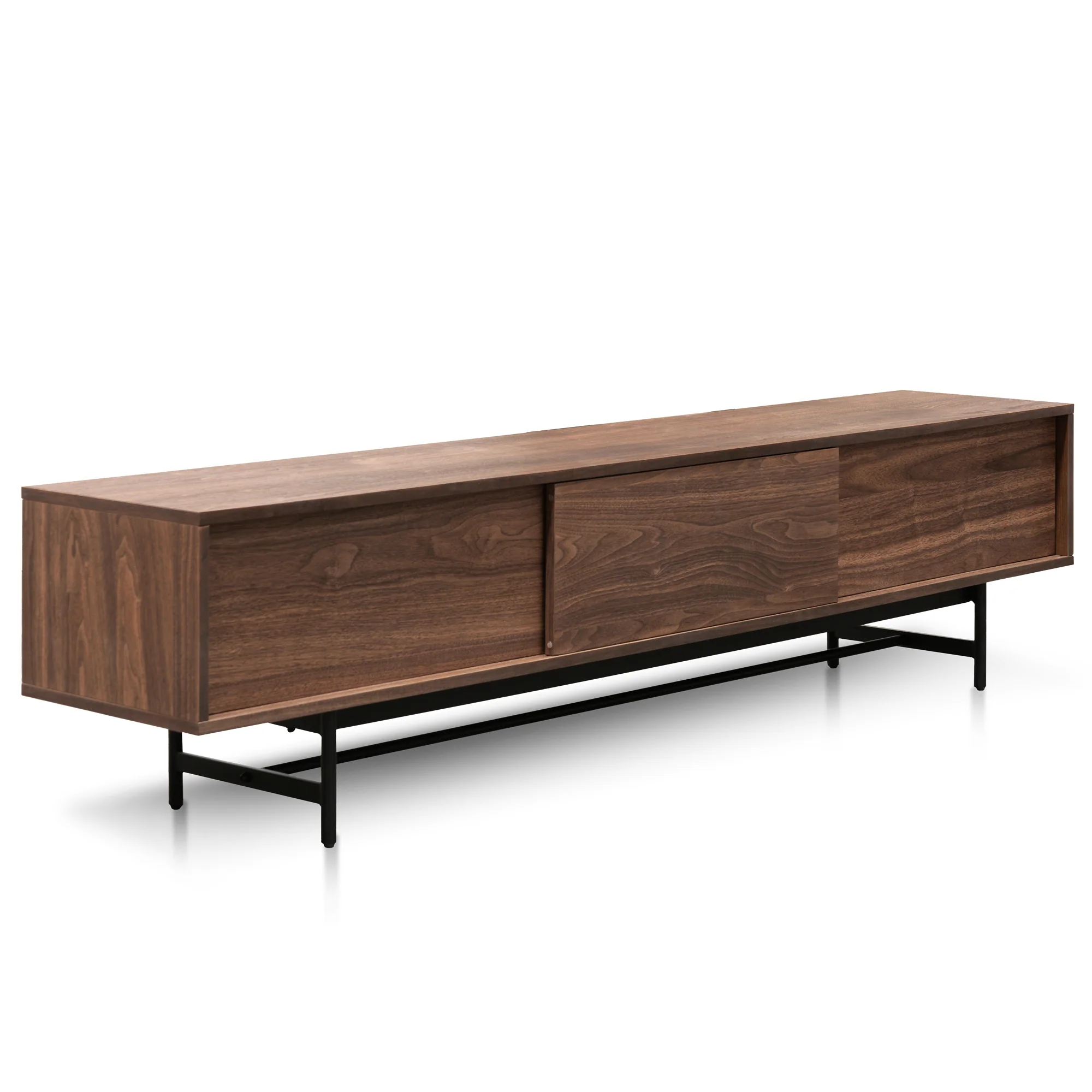 CTV6051-KD 2.1m Walnut Wooden TV Entertainment Unit - Black legs - Image 3