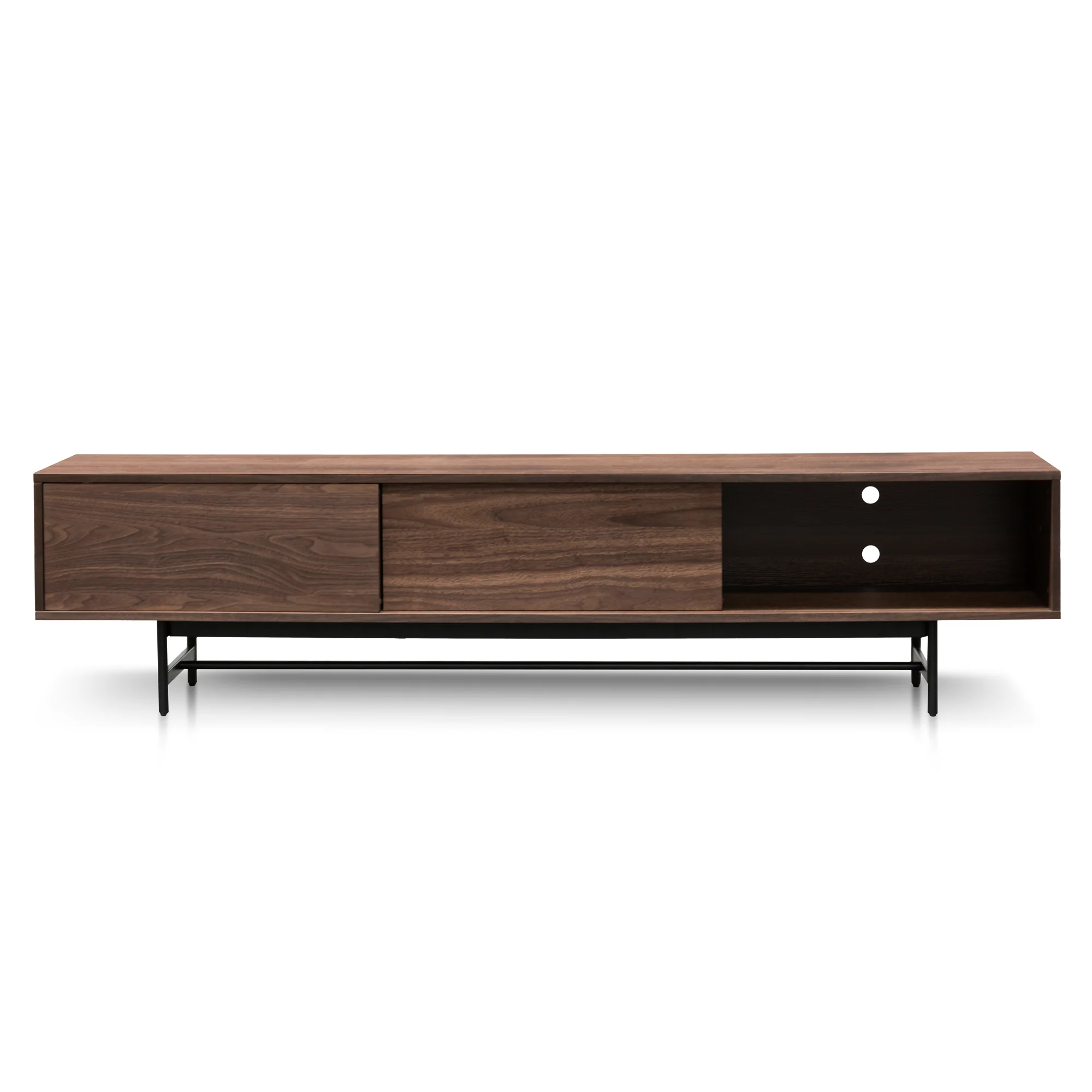 CTV6051-KD 2.1m Walnut Wooden TV Entertainment Unit - Black legs - Image 6