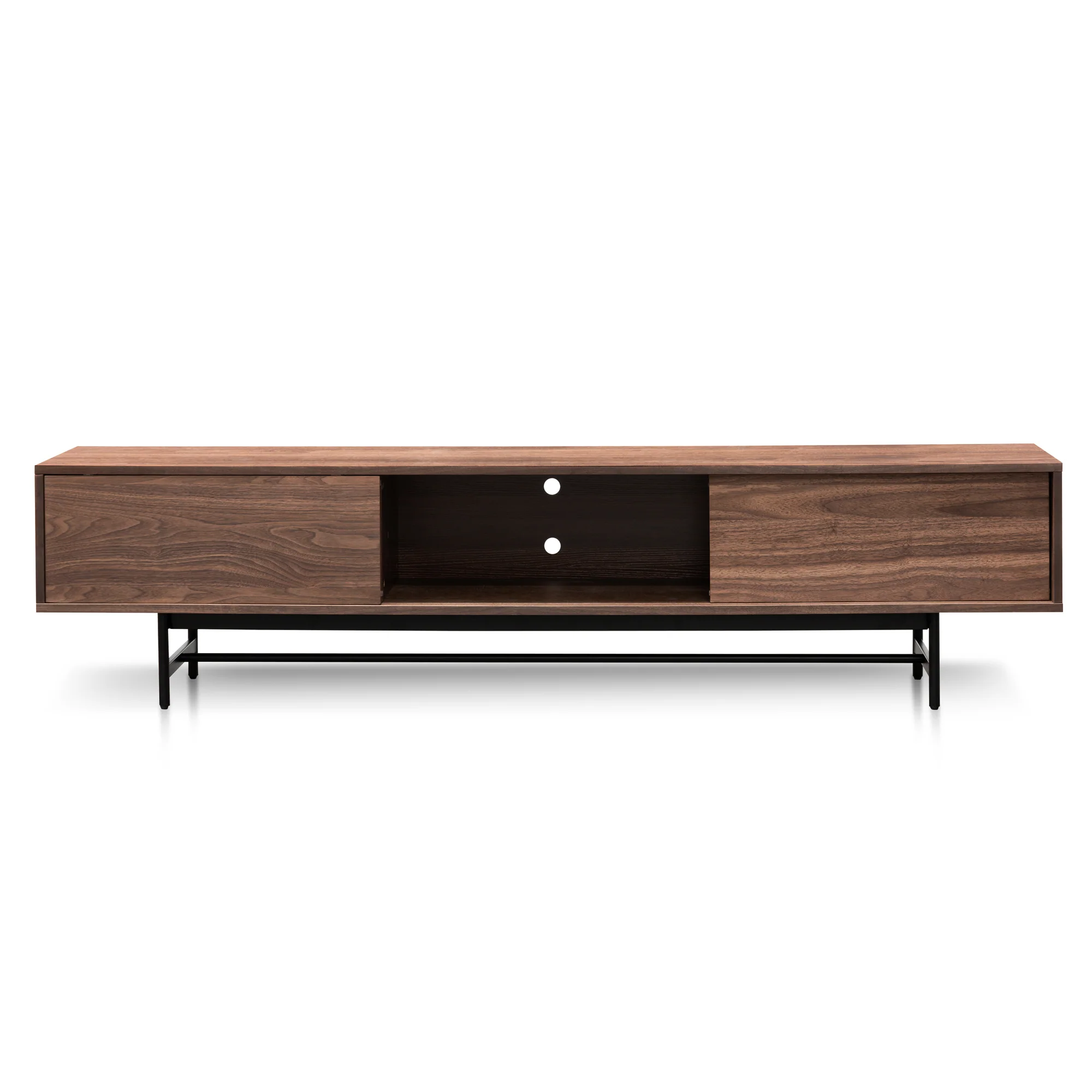 CTV6051-KD 2.1m Walnut Wooden TV Entertainment Unit - Black legs - Image 7