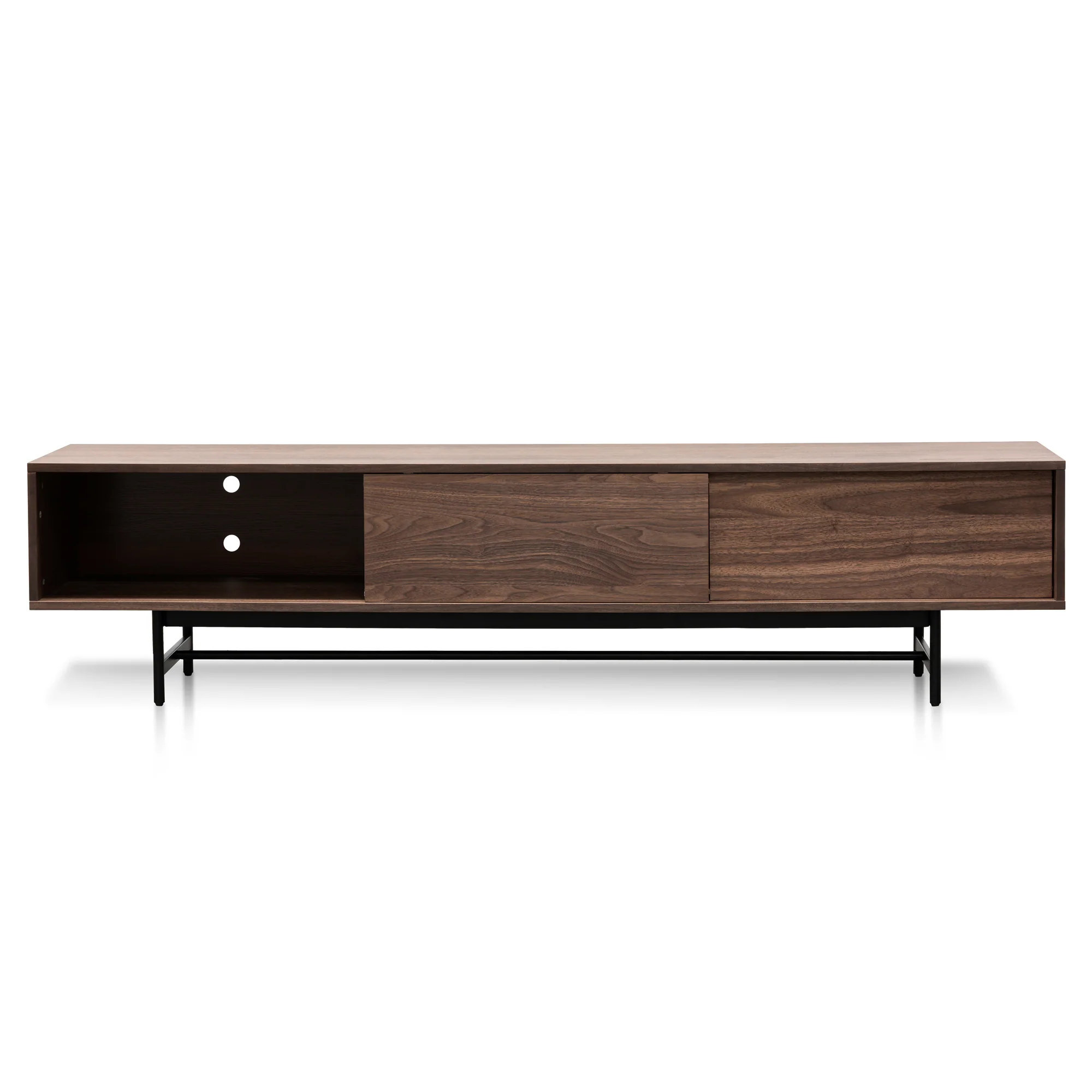 CTV6051-KD 2.1m Walnut Wooden TV Entertainment Unit - Black legs - Image 8
