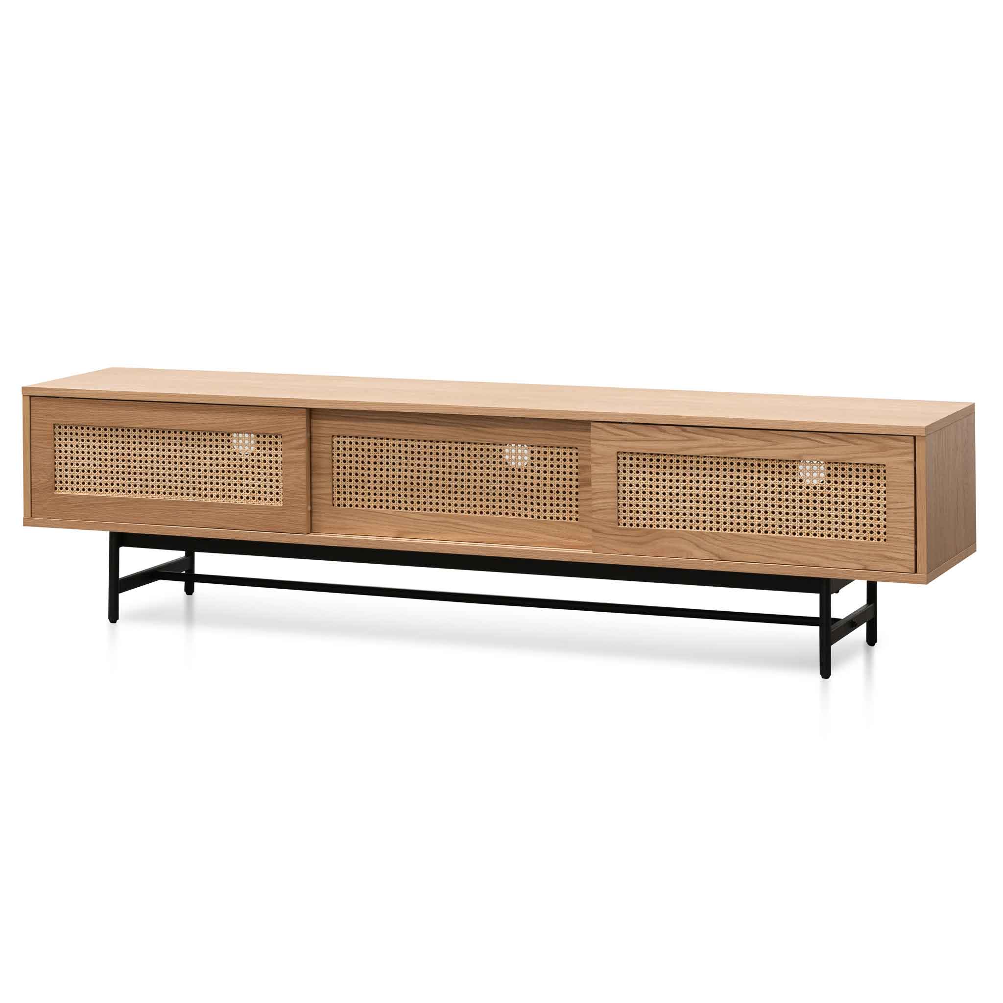 CTV6406-KD 2m Natural Oak TV Entertainment Unit - Rattan Doors - Image 3
