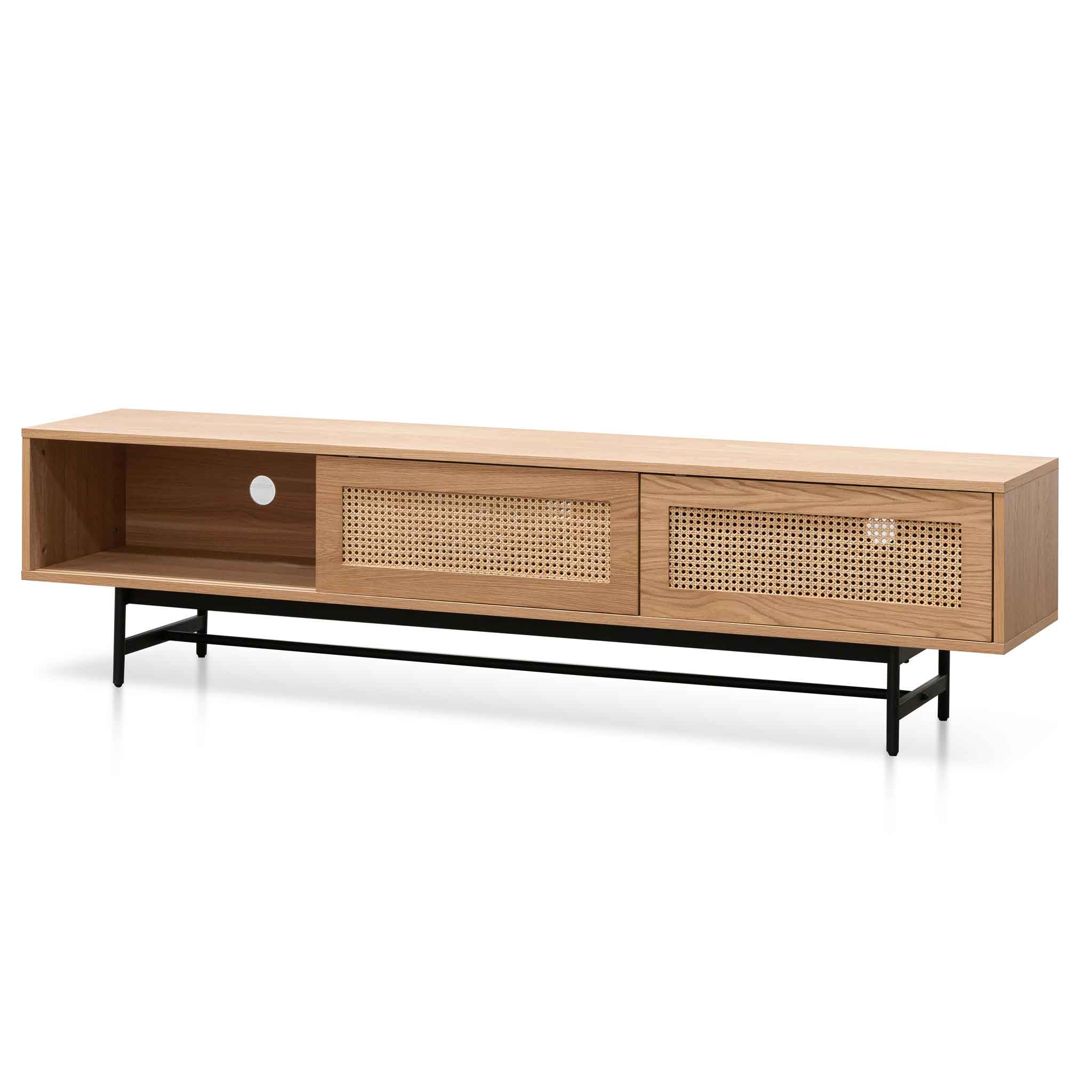 CTV6406-KD 2m Natural Oak TV Entertainment Unit - Rattan Doors - Image 4
