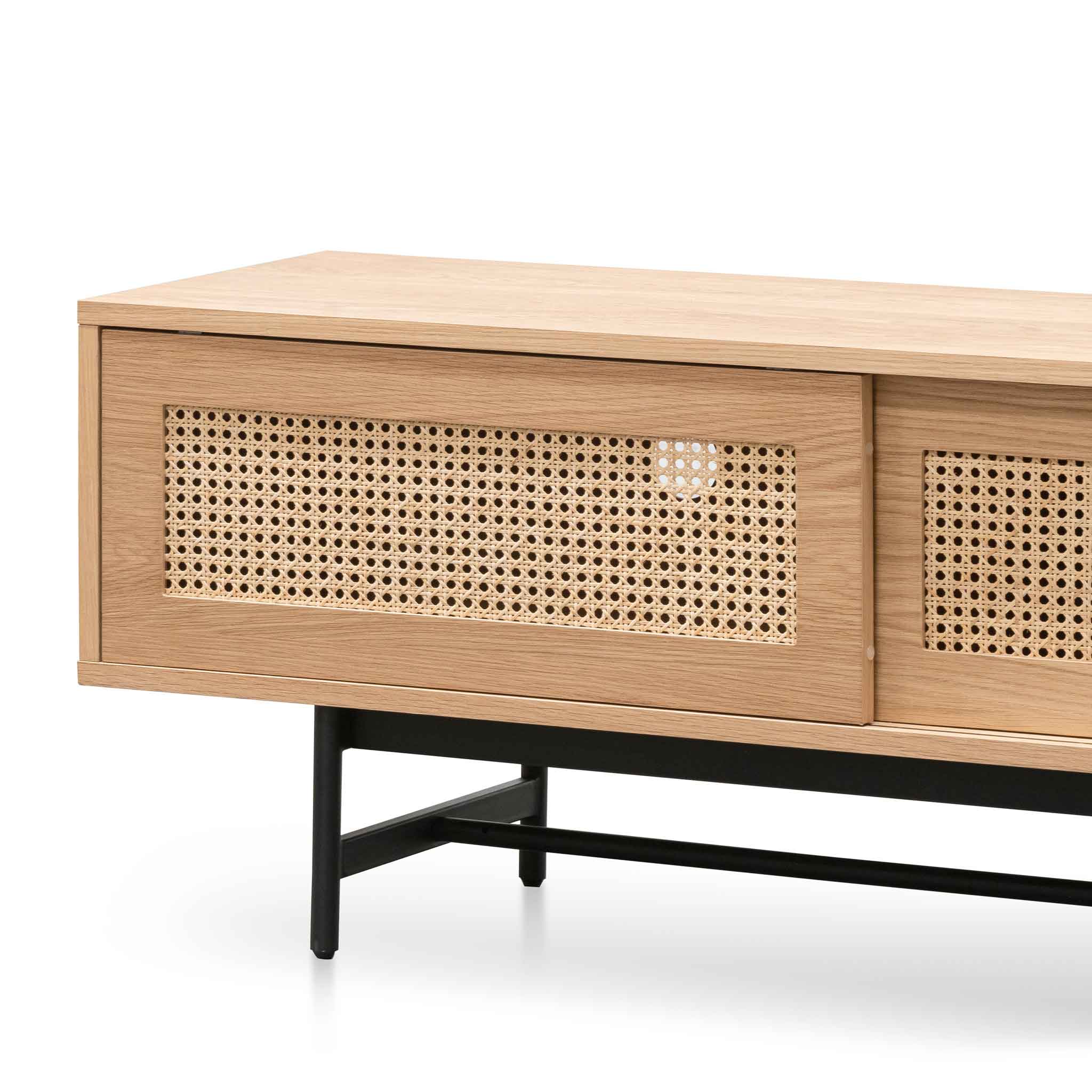 CTV6406-KD 2m Natural Oak TV Entertainment Unit - Rattan Doors - Image 7