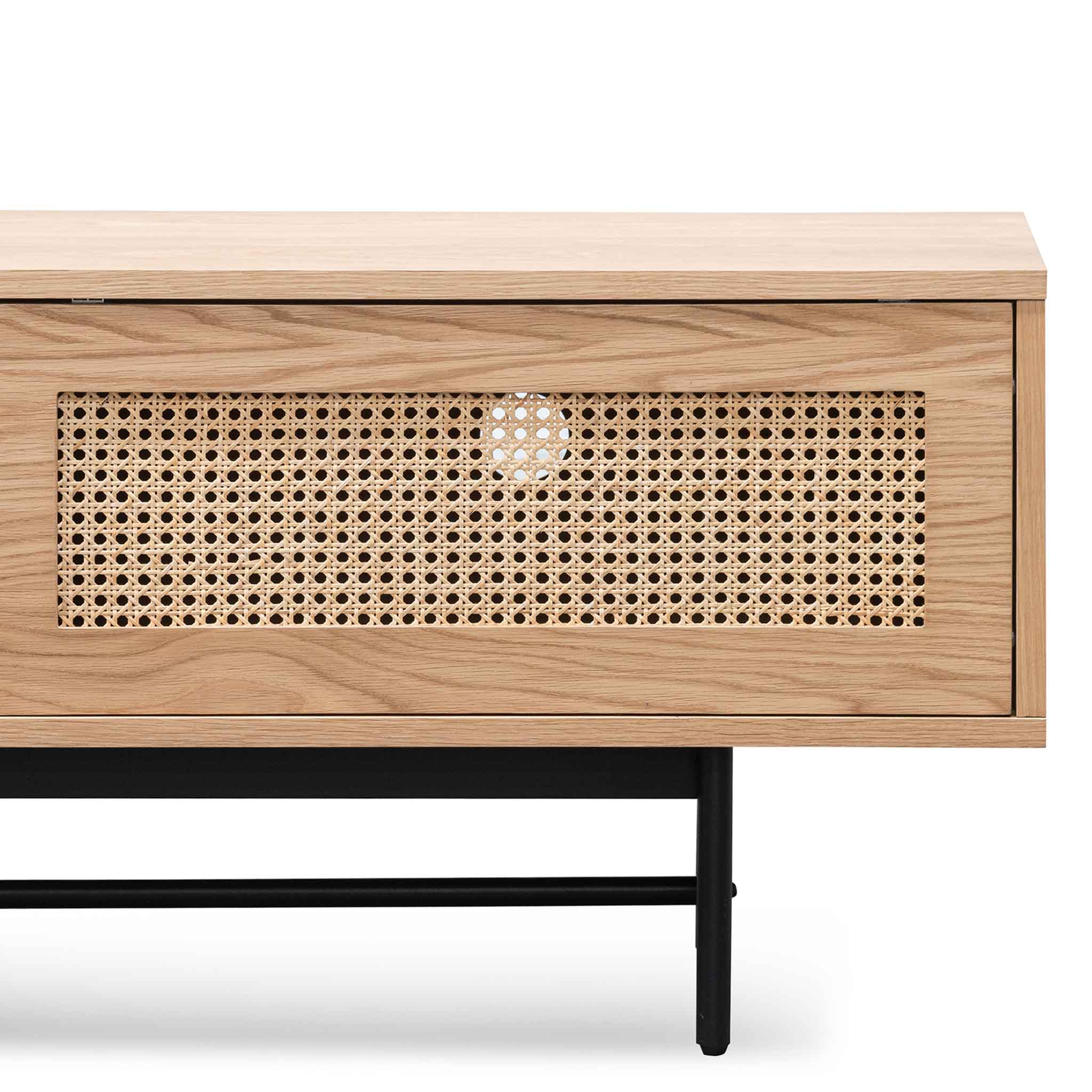 CTV6406-KD 2m Natural Oak TV Entertainment Unit - Rattan Doors - Image 8