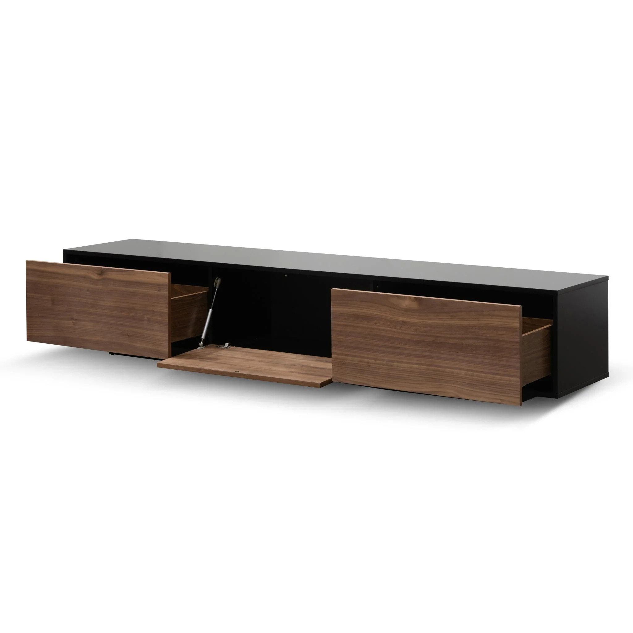 CTV6600-BB 2.3m Wooden Entertainment Unit - Black with Walnut Drawers - Image 4