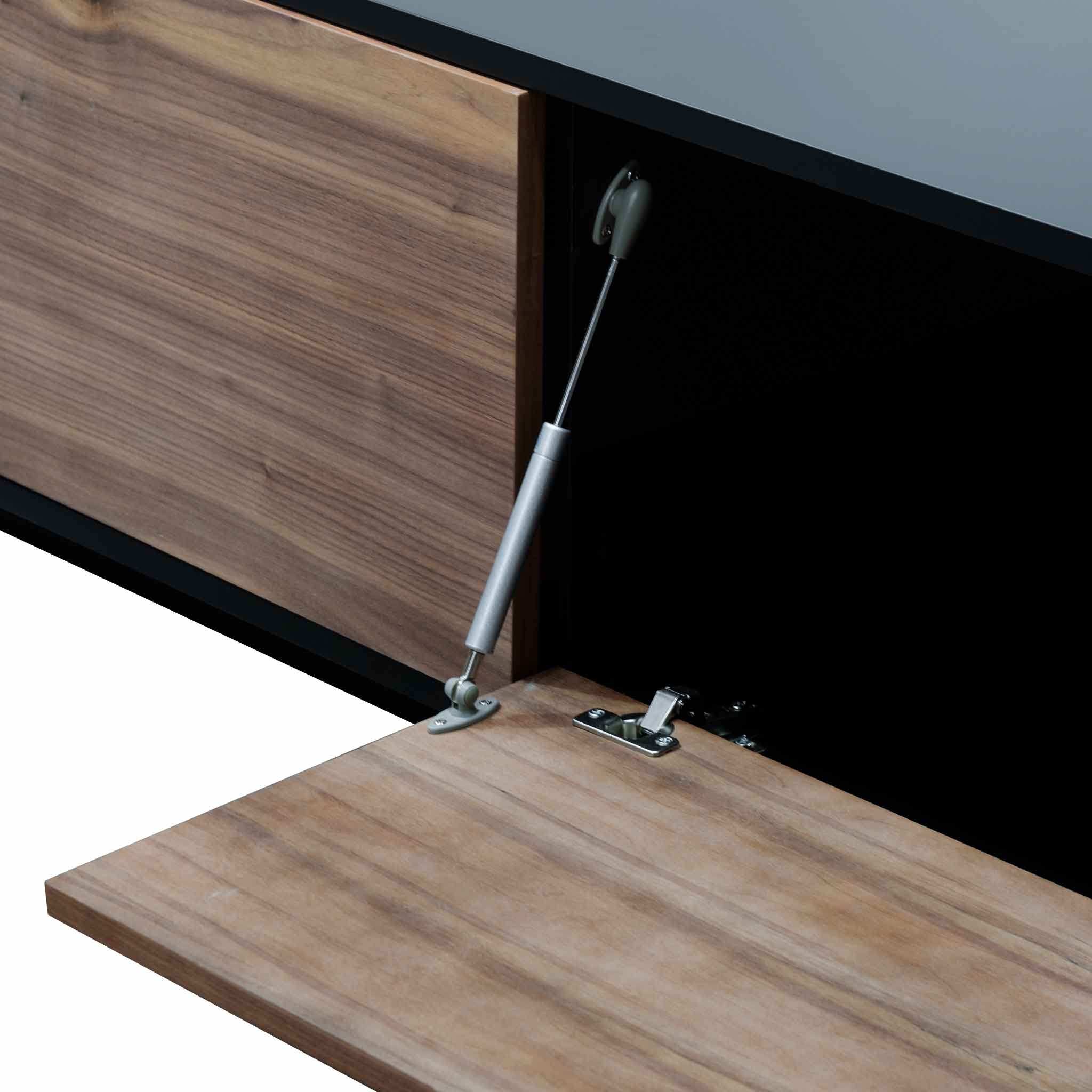 CTV6600-BB 2.3m Wooden Entertainment Unit - Black with Walnut Drawers - Image 5