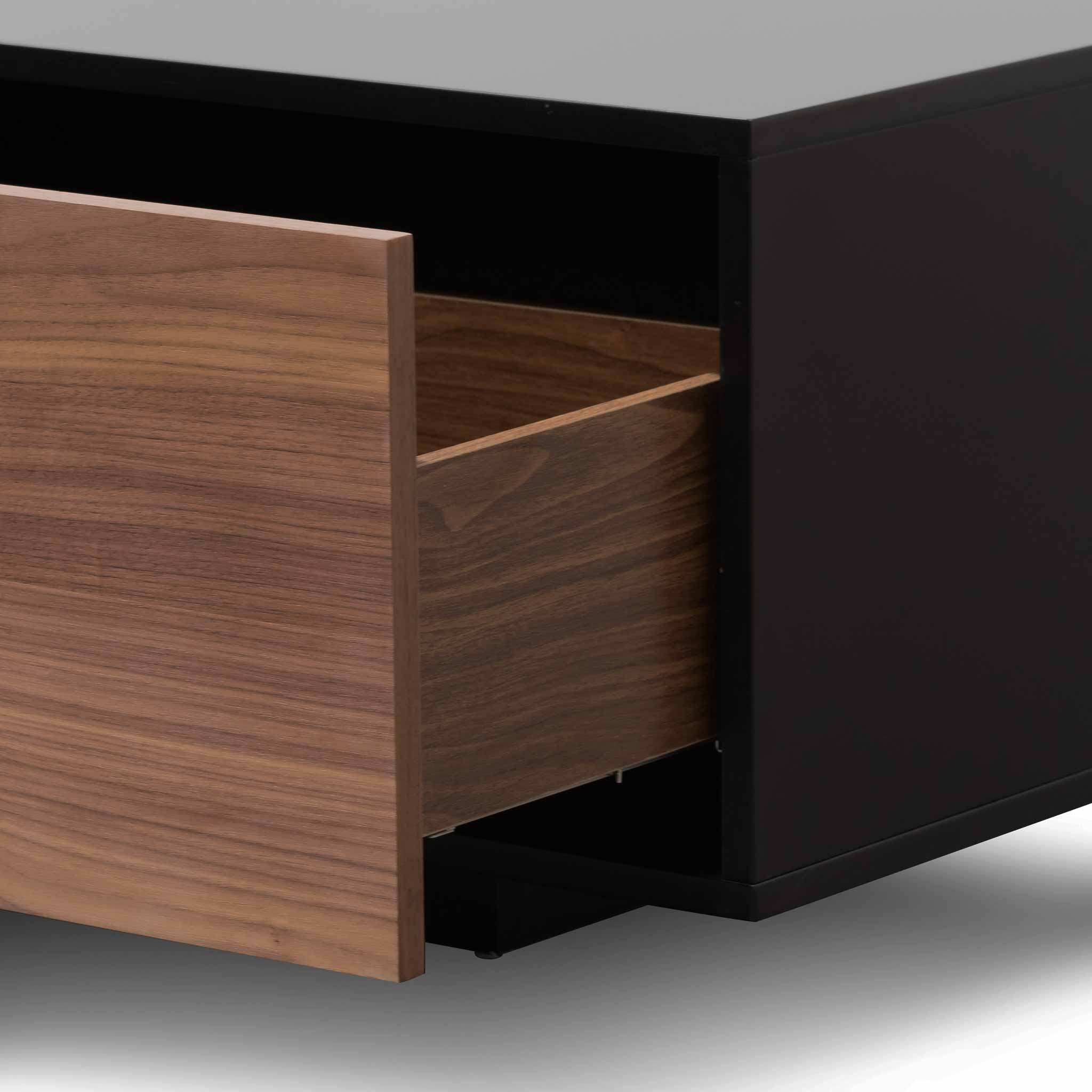 CTV6600-BB 2.3m Wooden Entertainment Unit - Black with Walnut Drawers - Image 7