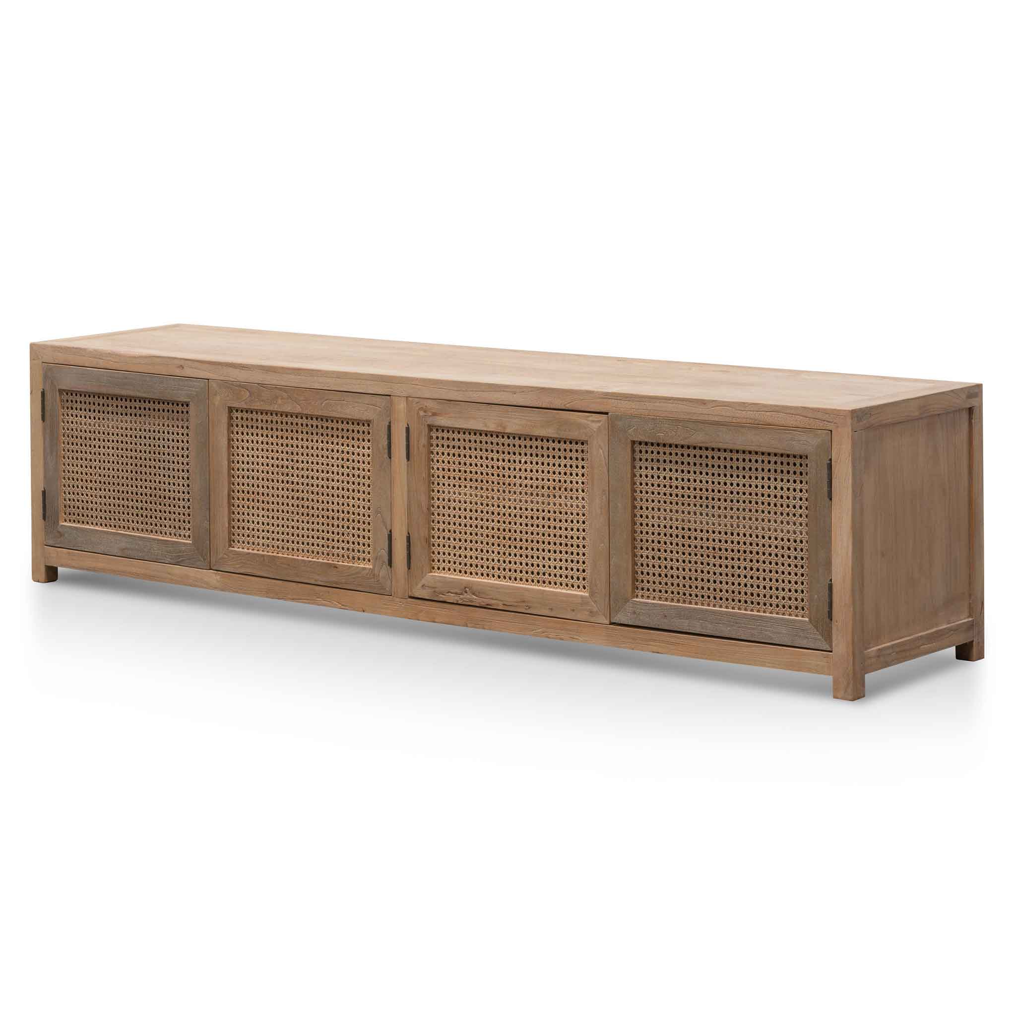 CTV6700 2m TV Entertainment Unit - Natural with Rattan Doors - Image 3