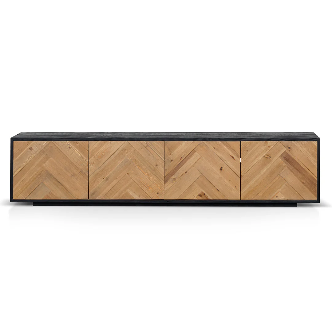 CTV6754-NI 2.1m Wooden TV Entertainment Unit - Natural - Rustic Black - Image 2