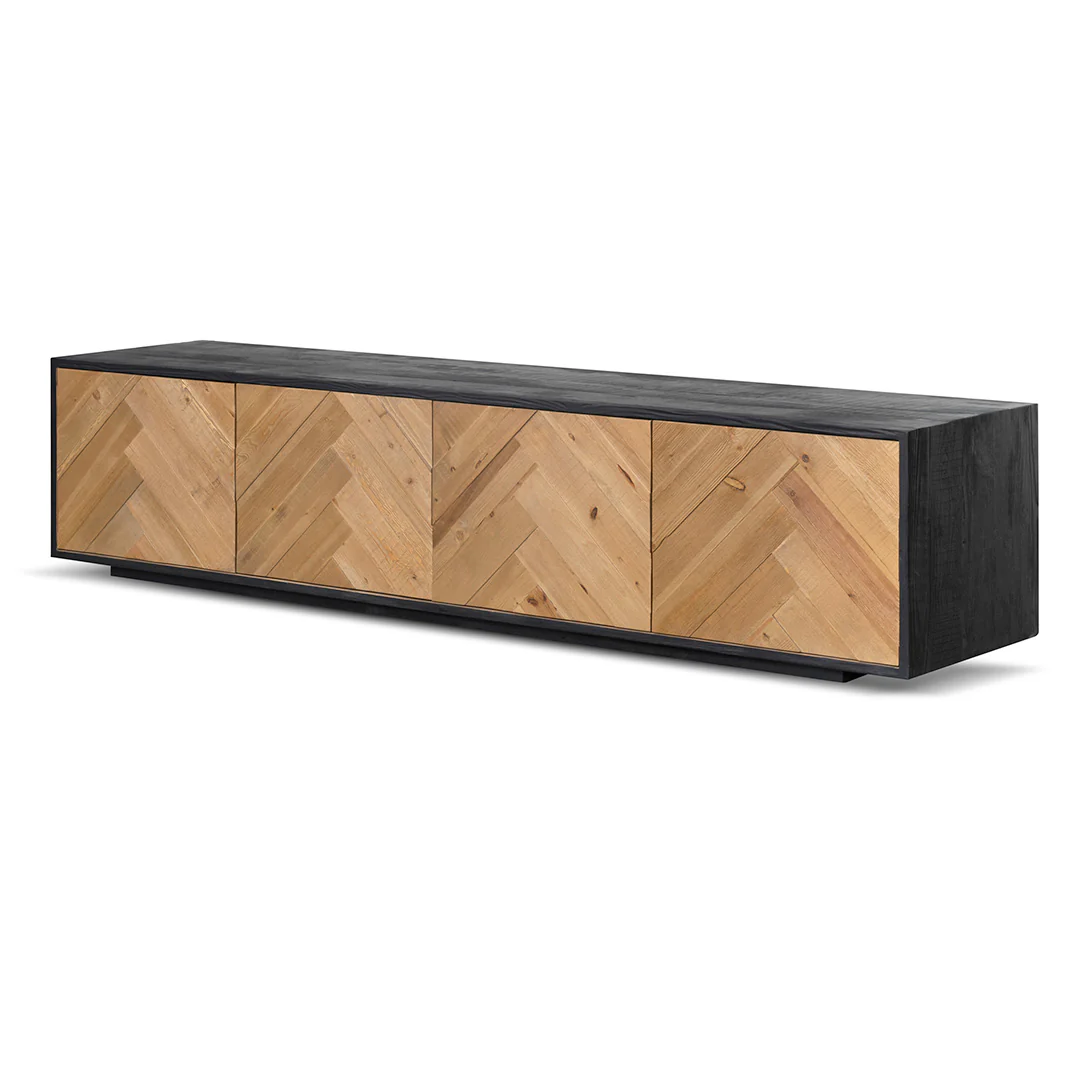CTV6754-NI 2.1m Wooden TV Entertainment Unit - Natural - Rustic Black - Image 3