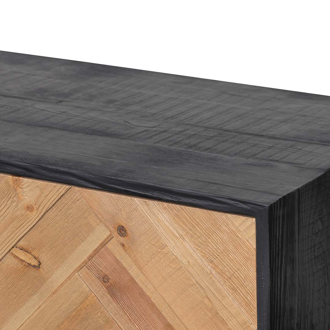 CTV6754-NI 2.1m Wooden TV Entertainment Unit - Natural - Rustic Black - Image 4