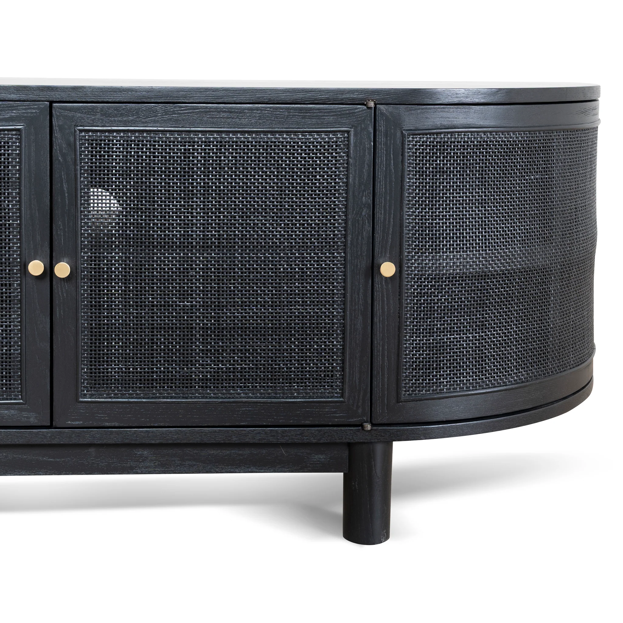 CTV8290-NI 2.2m Rattan Doors TV Entertainment unit - Full Black - Image 12