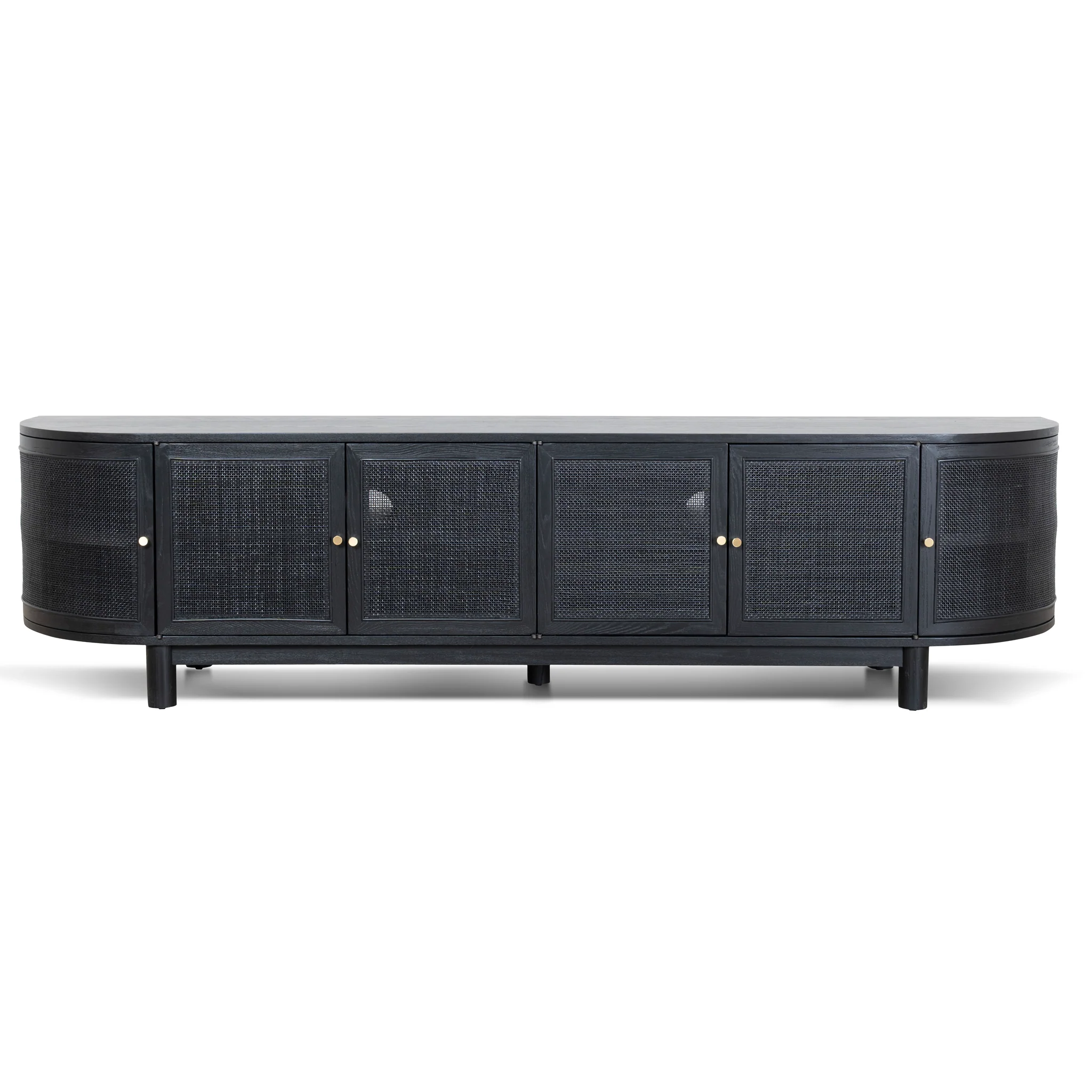 CTV8290-NI 2.2m Rattan Doors TV Entertainment unit - Full Black - Image 2