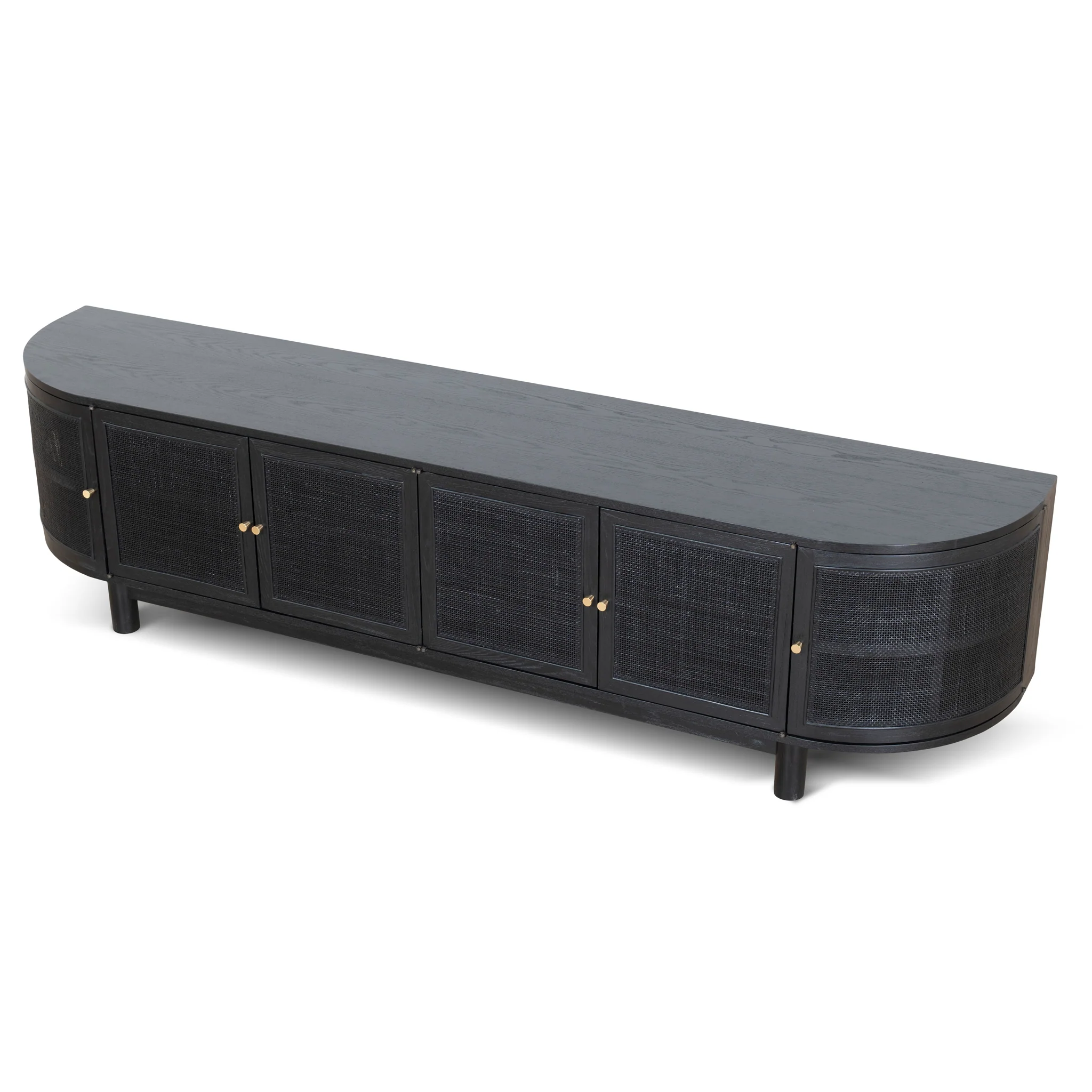 CTV8290-NI 2.2m Rattan Doors TV Entertainment unit - Full Black - Image 3