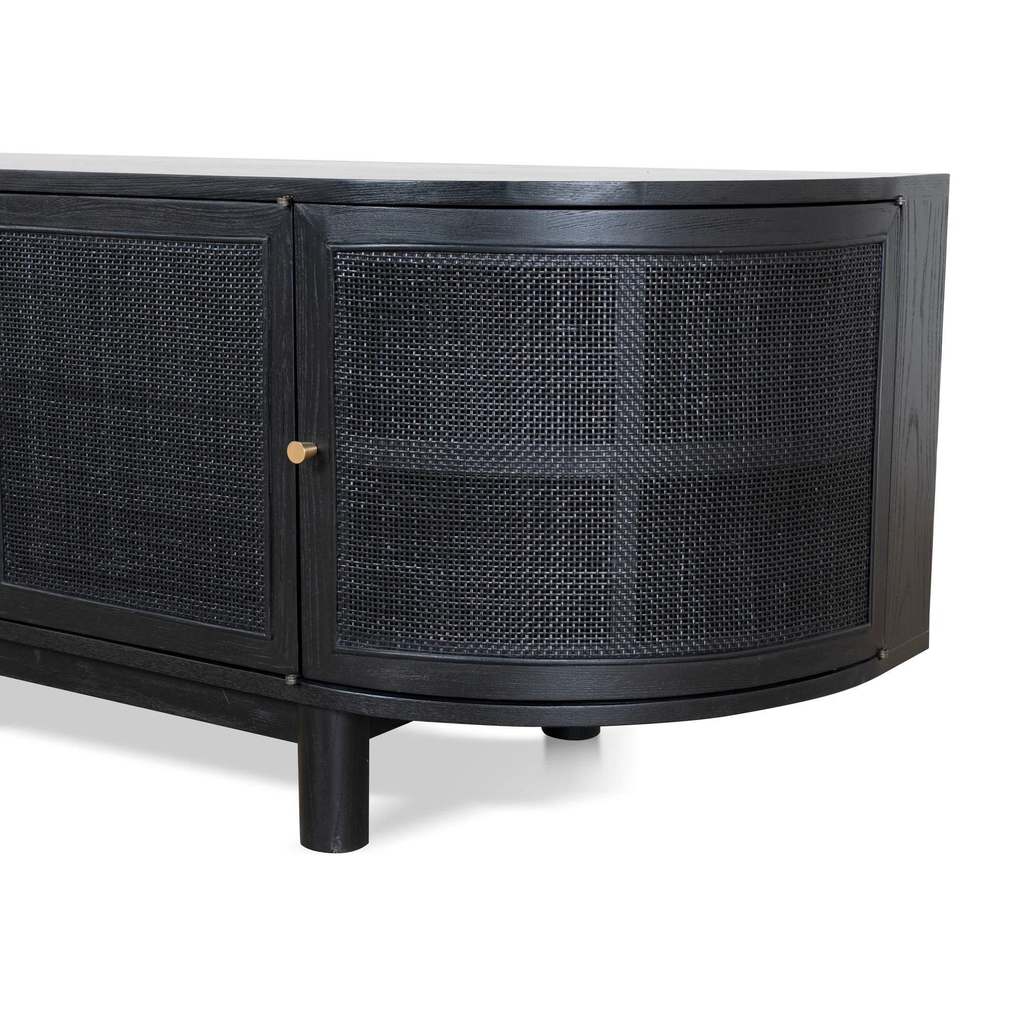 CTV8290-NI 2.2m Rattan Doors TV Entertainment unit - Full Black - Image 8