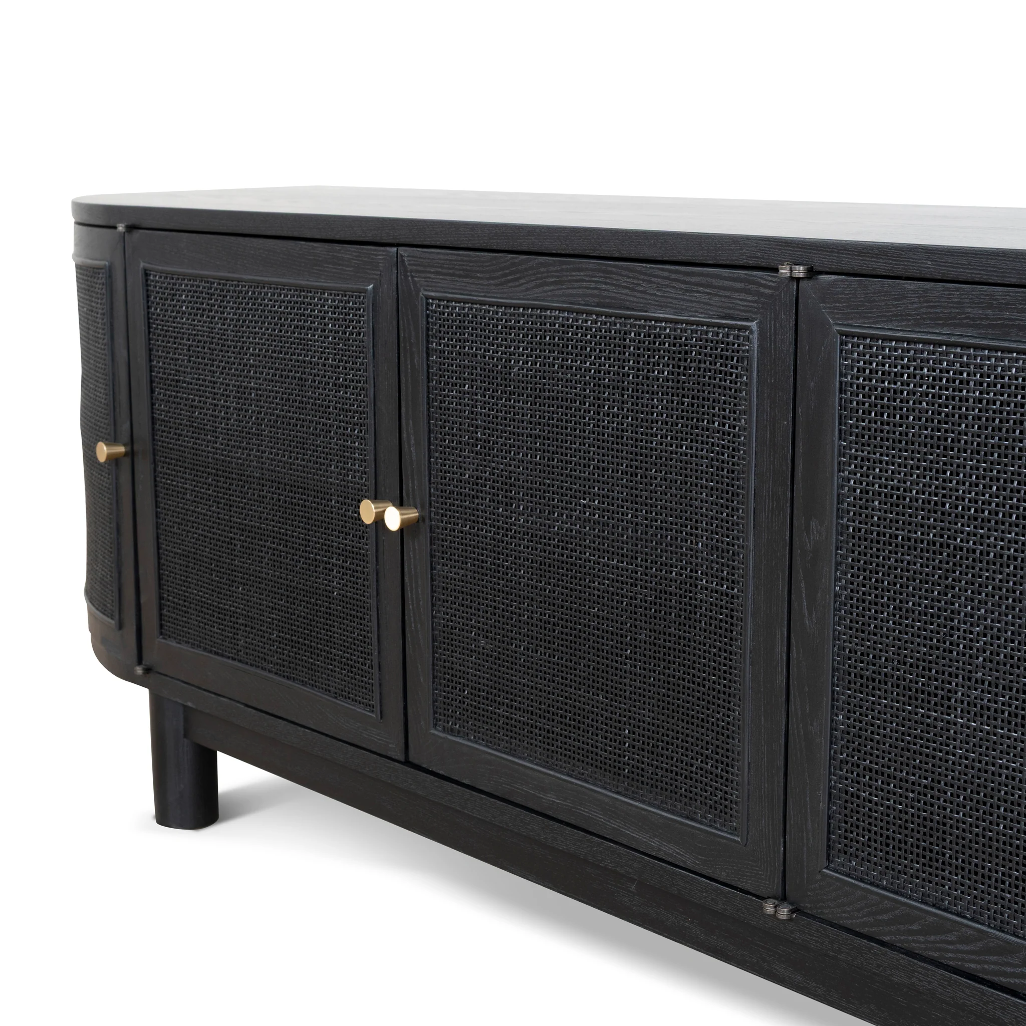 CTV8290-NI 2.2m Rattan Doors TV Entertainment unit - Full Black - Image 9