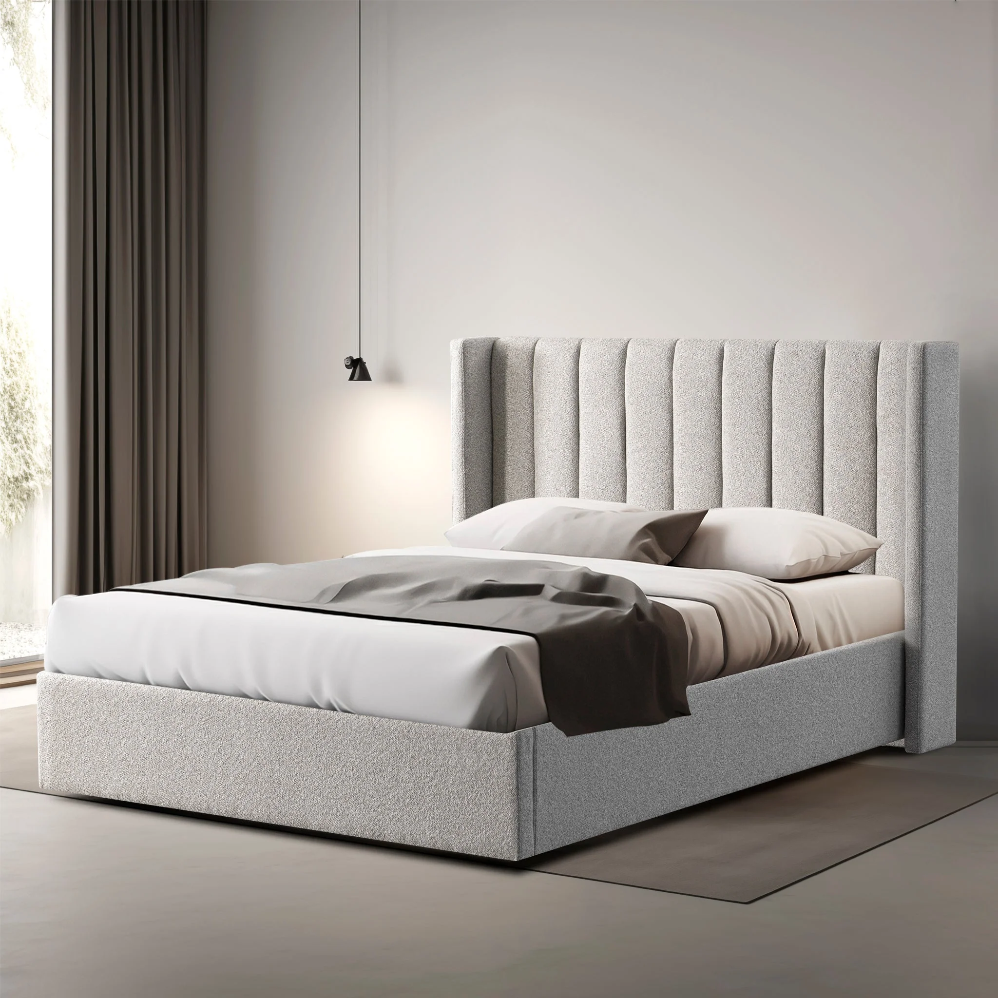 CBD10051-MI Queen Bed Frame - Wide Base in Clay Grey - Image 2