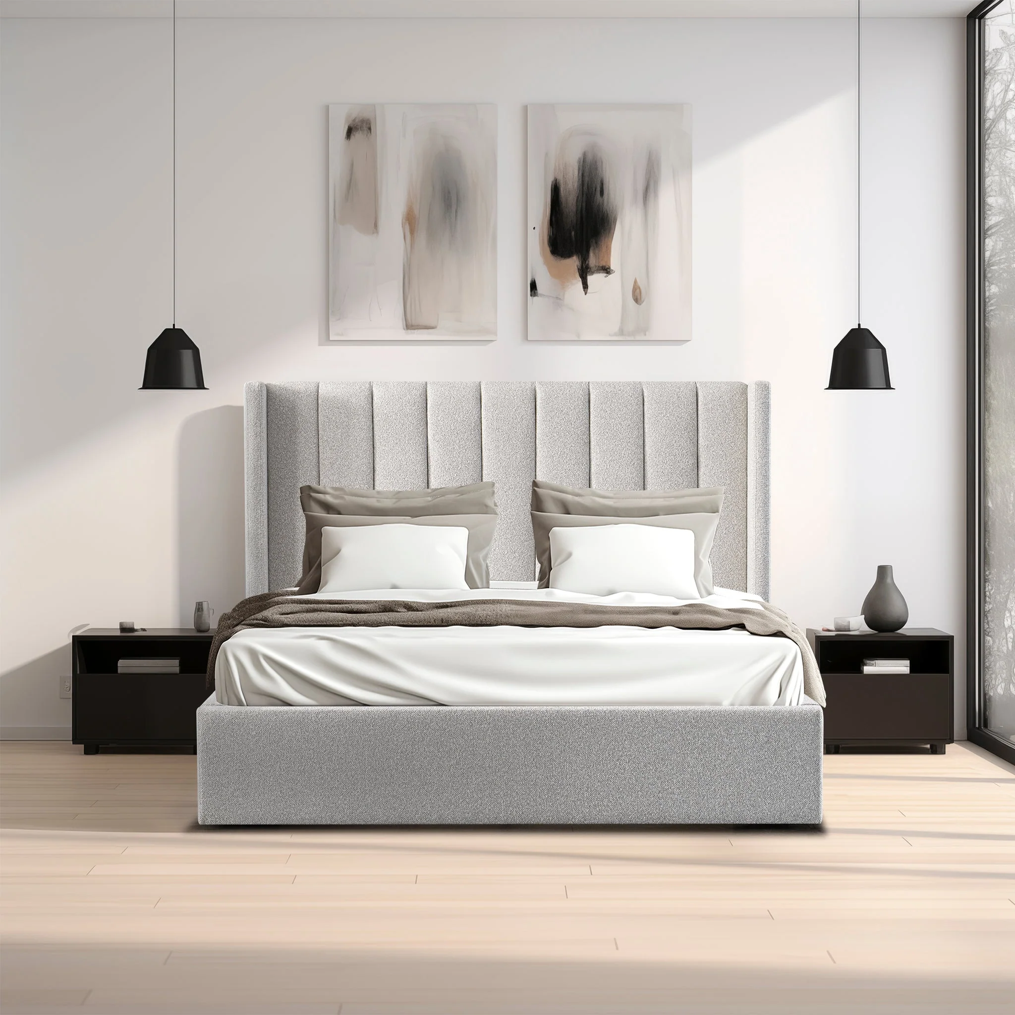 CBD10051-MI Queen Bed Frame - Wide Base in Clay Grey - Image 4